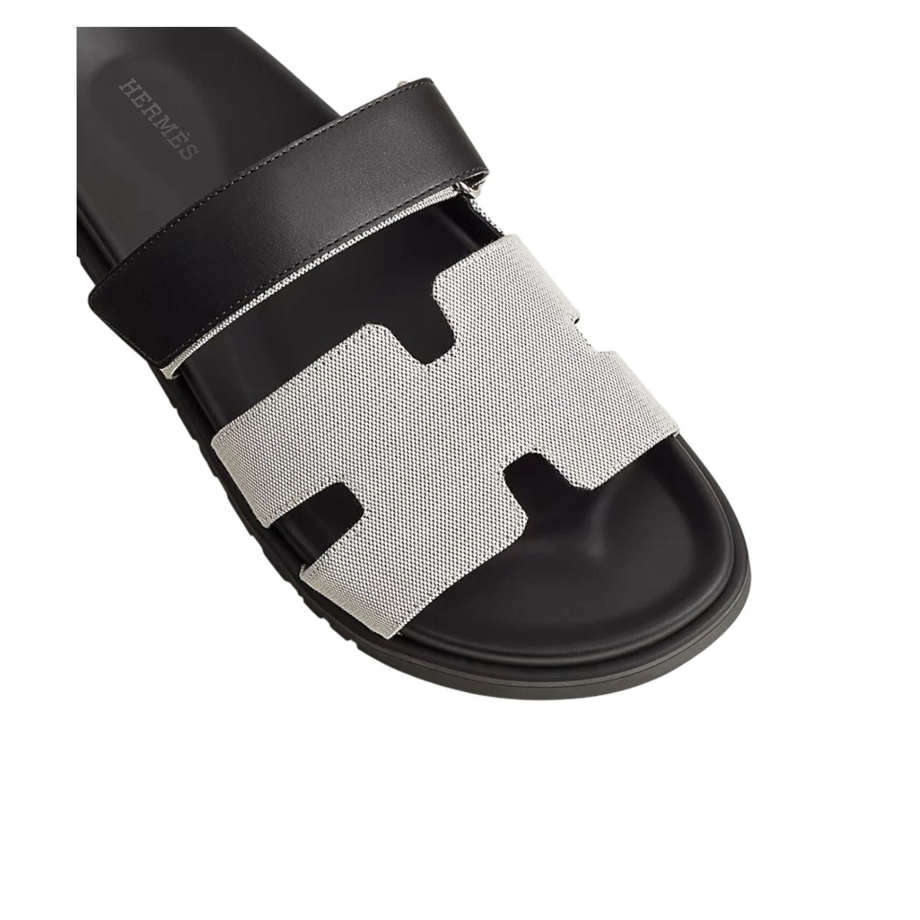 HERMES Chypre Sandals 'Black Grey Calfskin' H231819Z-H78
