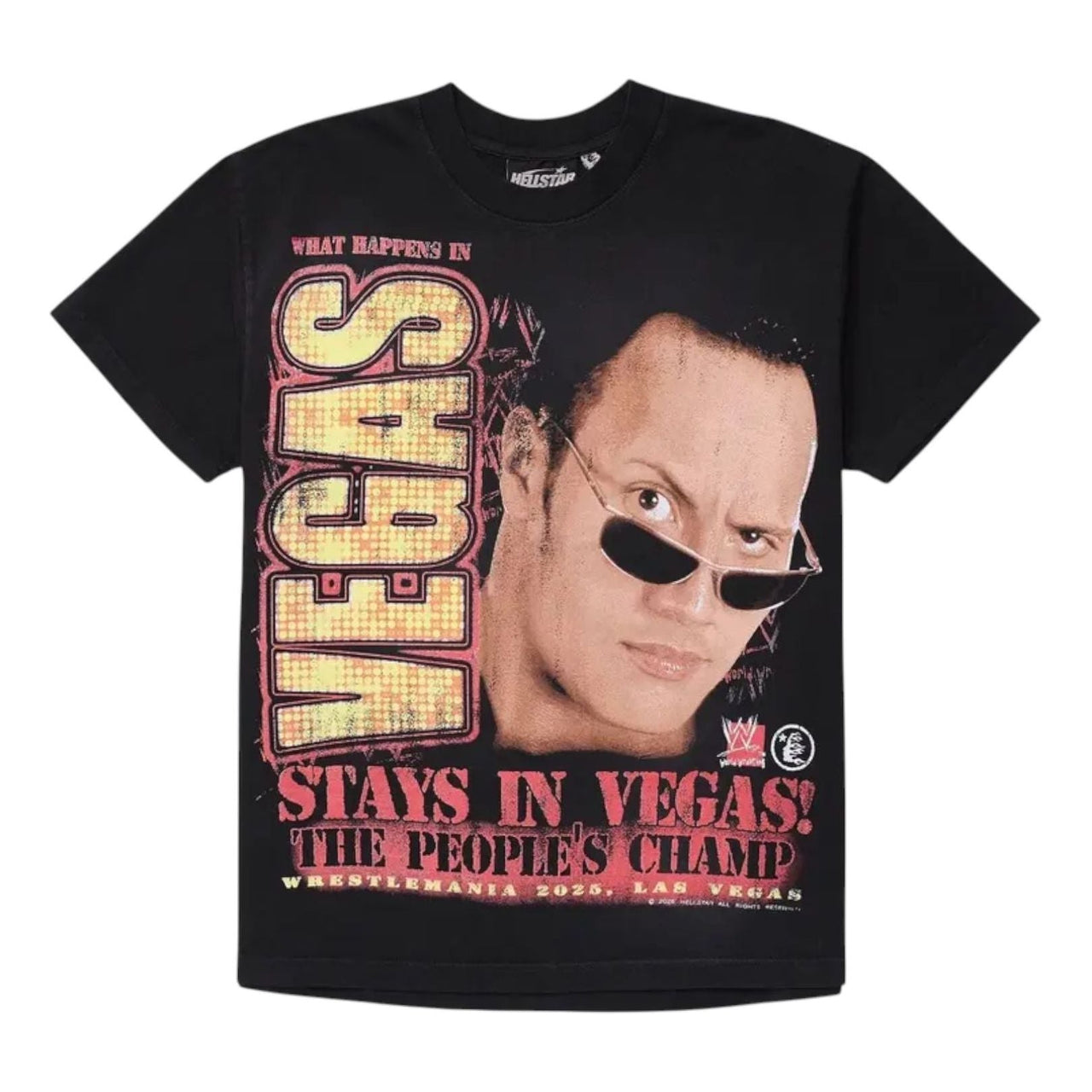 Hellstar x WWE The Rock T-Shirt 'Black' HSWMTEE12-BLK