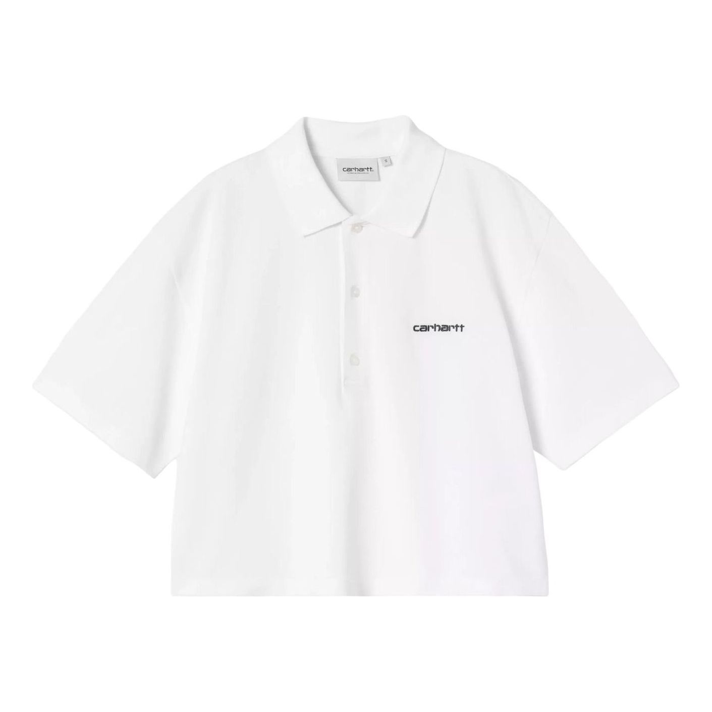 (WMNS) Carhartt WIP S/S Script Polo T-Shirt 'White Black' I034553-00A-XX