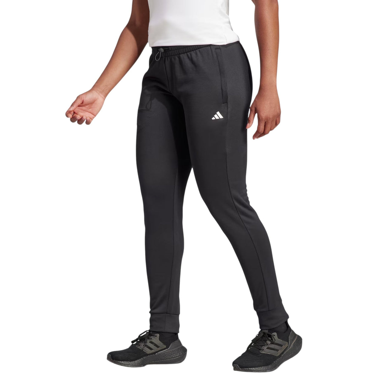 (WMNS) adidas AEROREADY Game and Go Regular Tapered Fleece Pants Asia Sizing 'Black White' IM2678