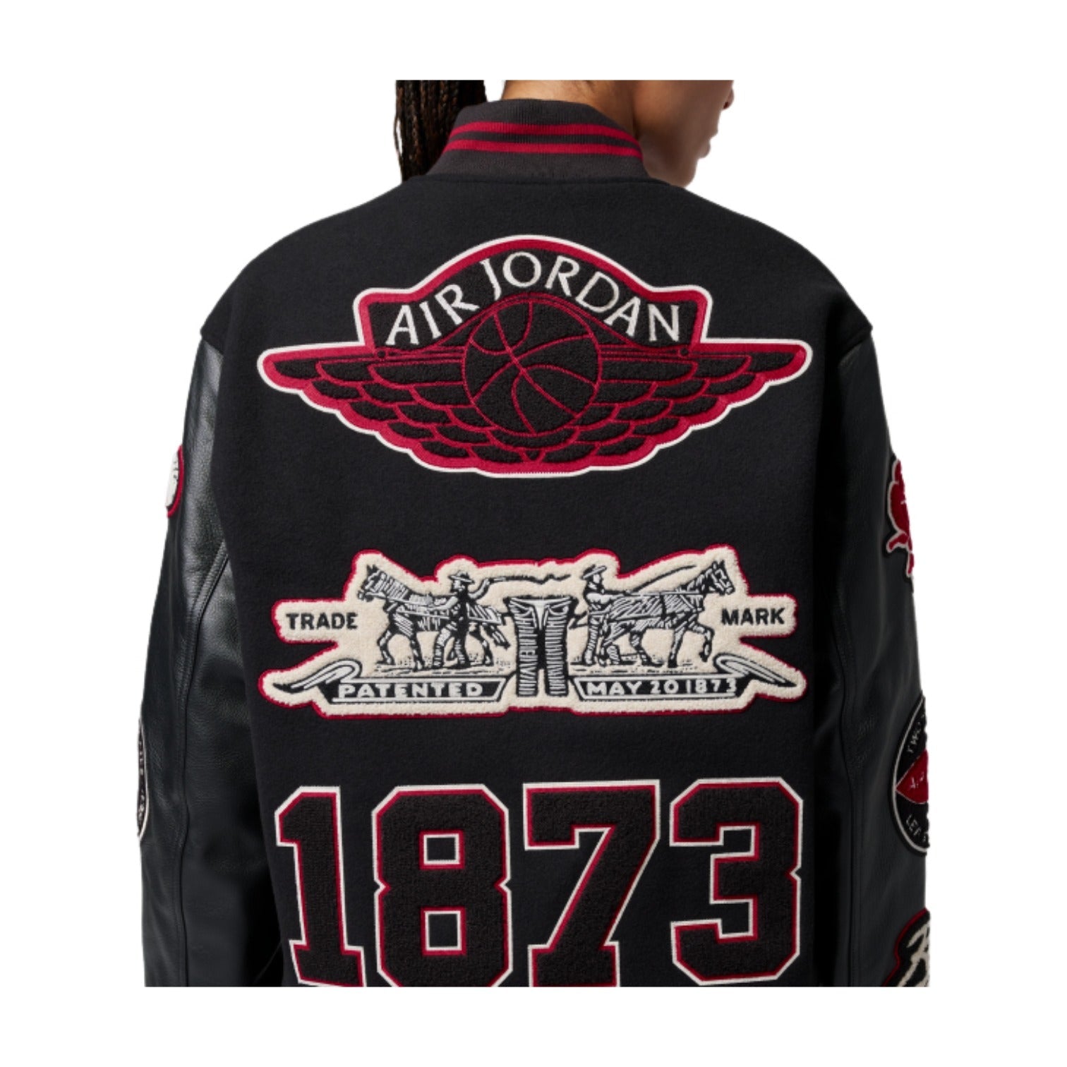 Air Jordan x Levi's Varsity Jacket Asia Sizing 'Black Gym Red' IM6739-010