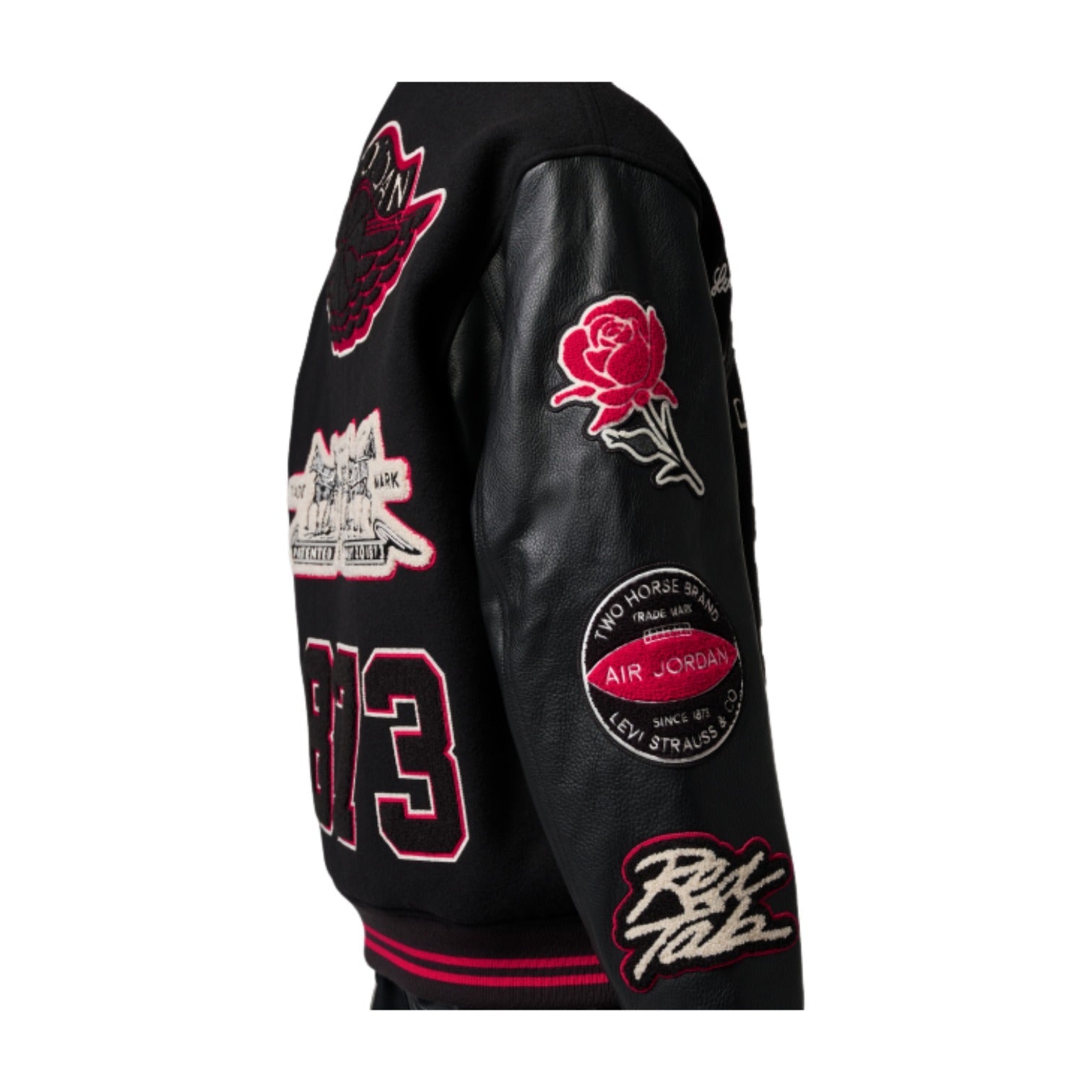 Air Jordan x Levi's Varsity Jacket Asia Sizing 'Black Gym Red' IM6739-010