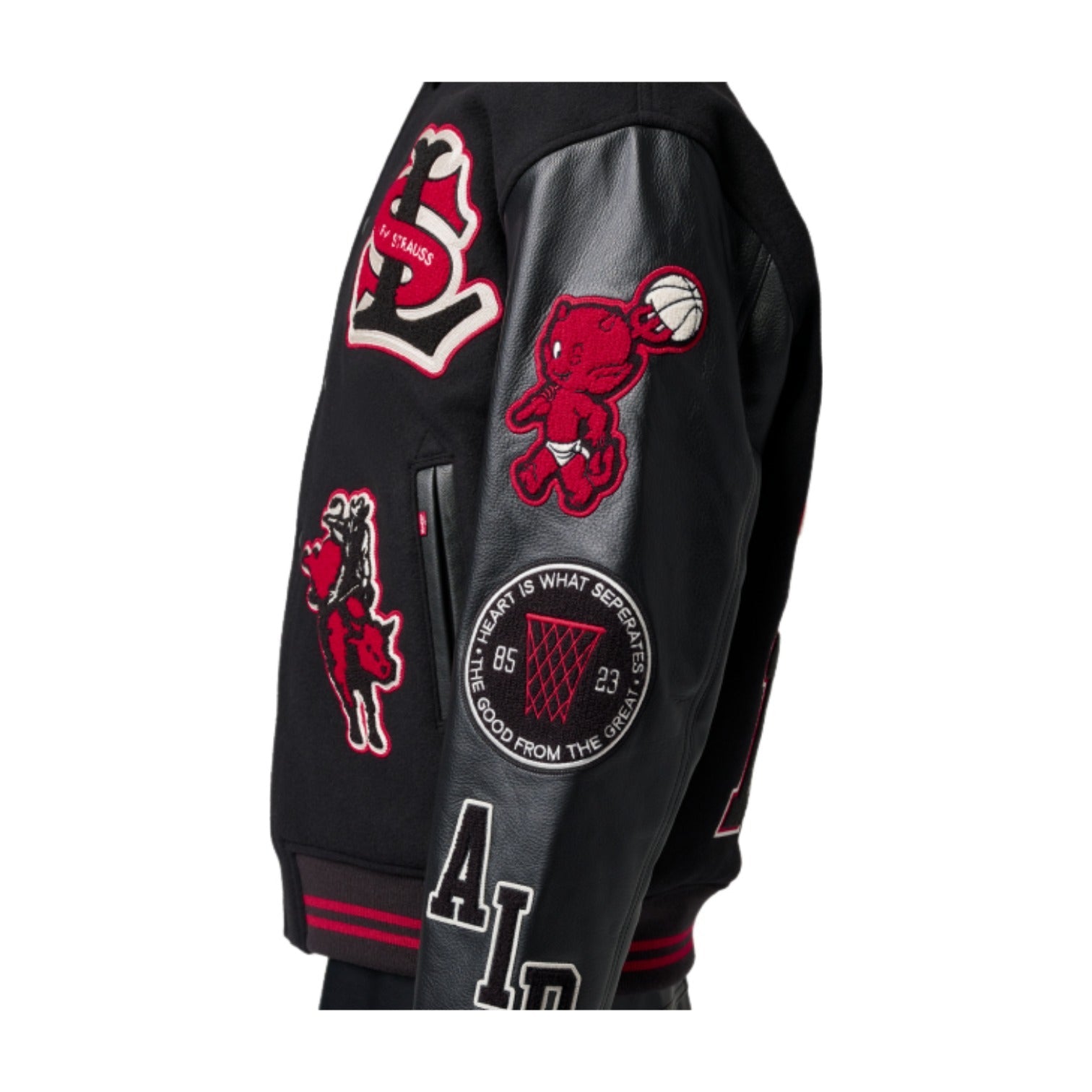 Air Jordan x Levi's Varsity Jacket Asia Sizing 'Black Gym Red' IM6739-010