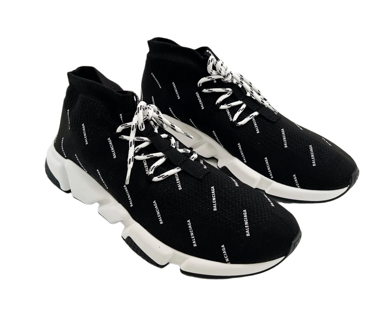 Balenciaga Black Speed All Over Print Lace-Up Trainers Sneakers