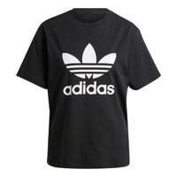 (WMNS) adidas Trefoil Regular T-shirt Asia Sizing 'Black White' IR9533