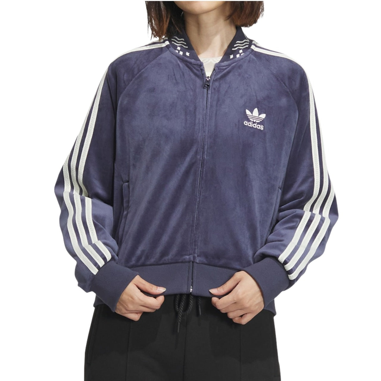 adidas x Feifei Ruan Velour Velvet Crop Jacket Asia Sizing 'Purple' IX4224
