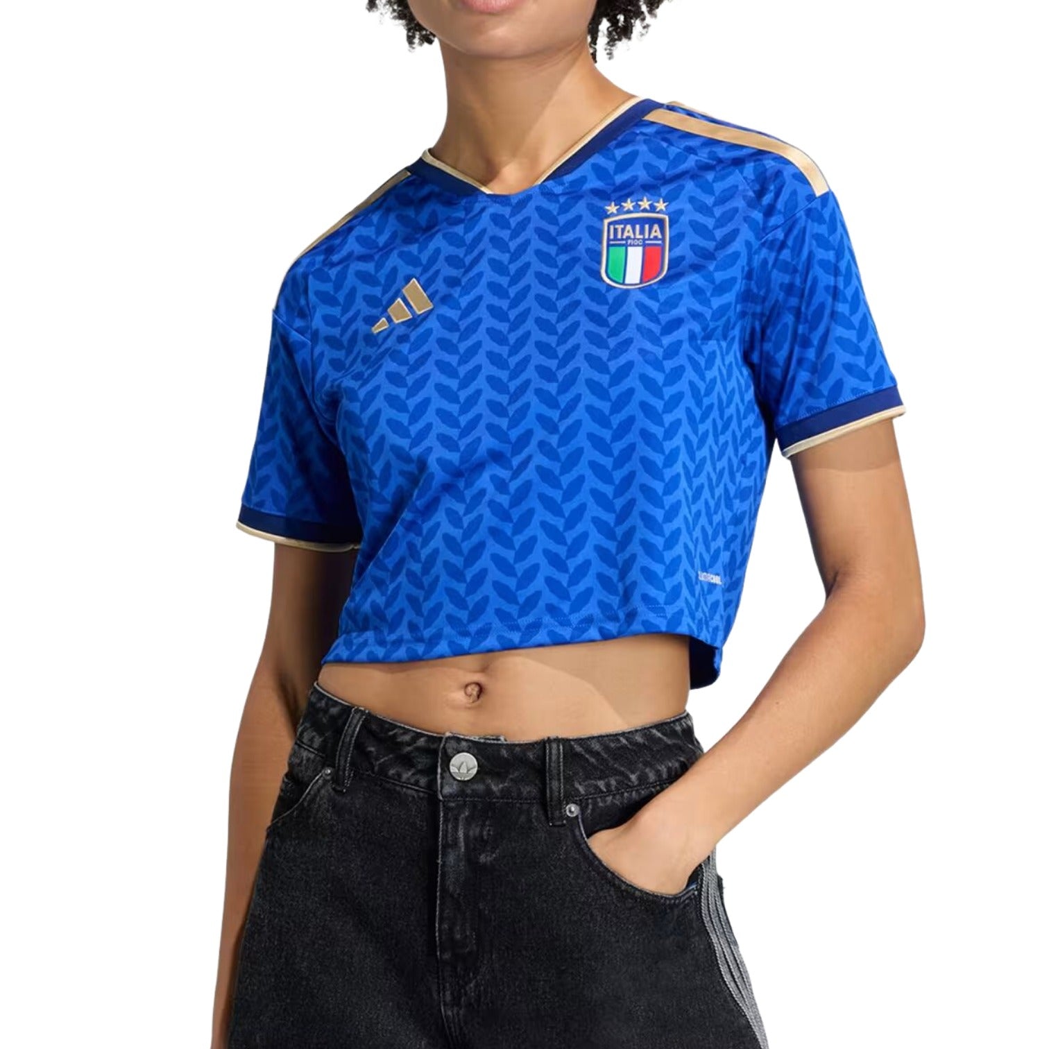 (WMNS) adidas Italy 26 Home Cropped Jersey 'Bold Blue' KE8081