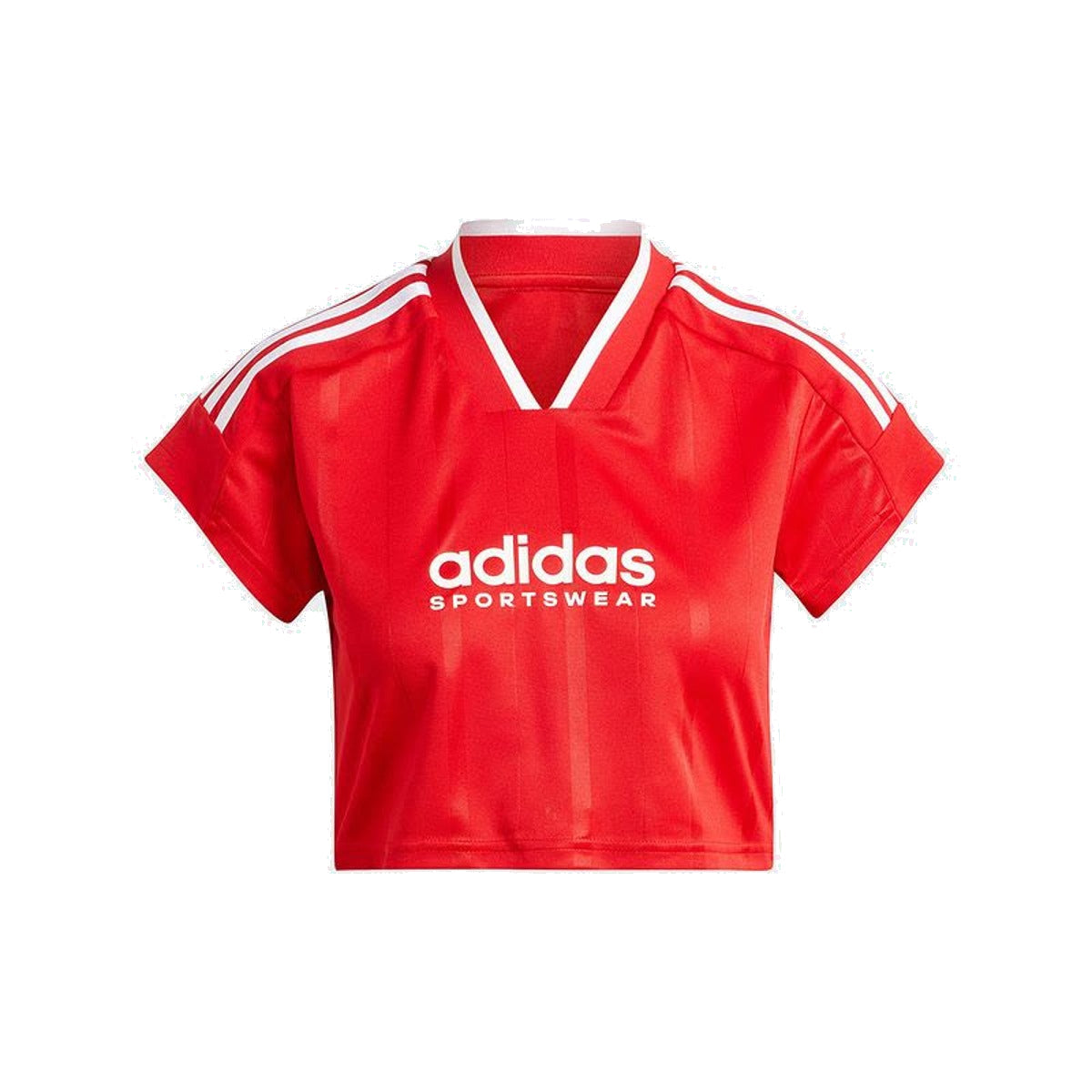 (WMNS) adidas Tiro Cut 3-Stripes Crop Jersey Asia Sizing 'Red White' IZ2084