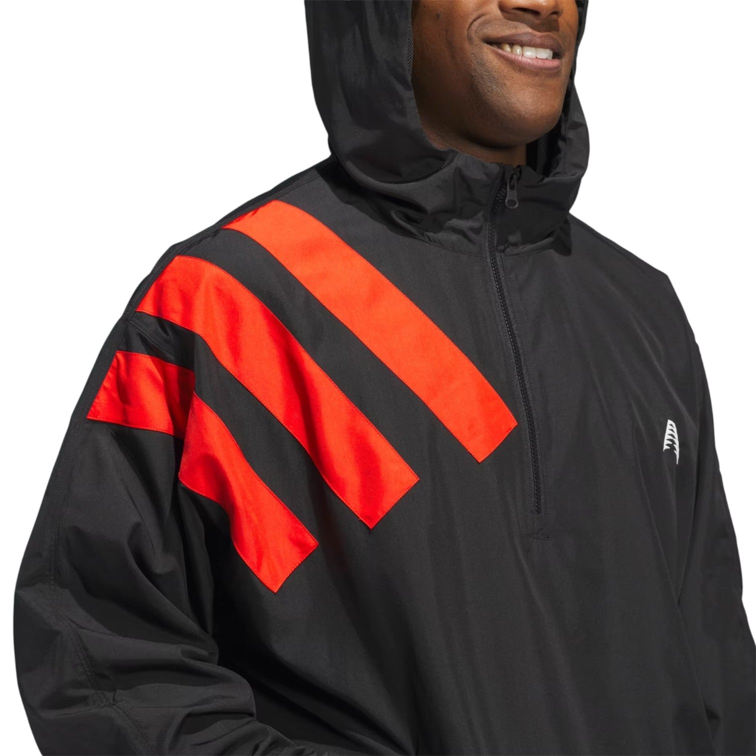 adidas Anthony Edwards Anorak Pullover Jacket Asia Sizing 'Black Acid Red'  JC8782
