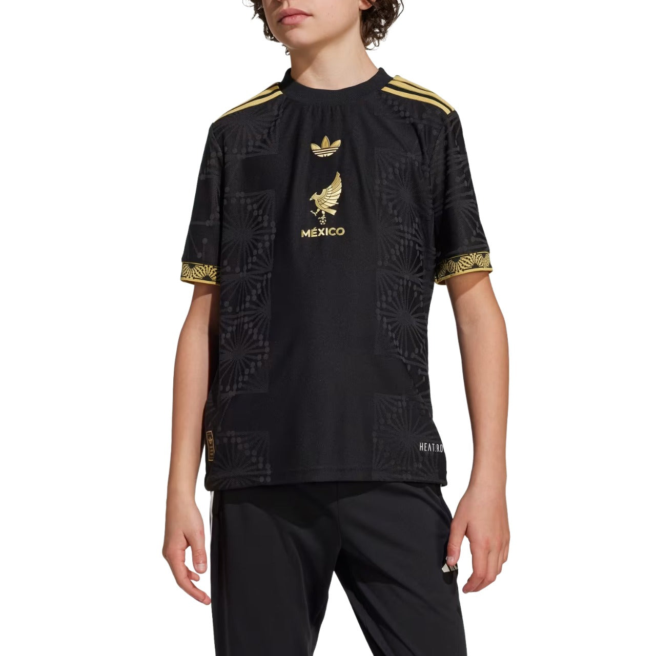 (GS) adidas Mexico 25 Gold Jersey 'Black' JM2535