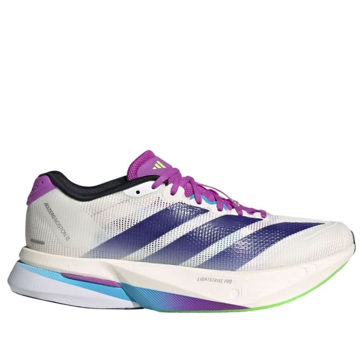 (WMNS) adidas Adizero Boston 13 'White Collegiate Purple Lime Burst' JS4953