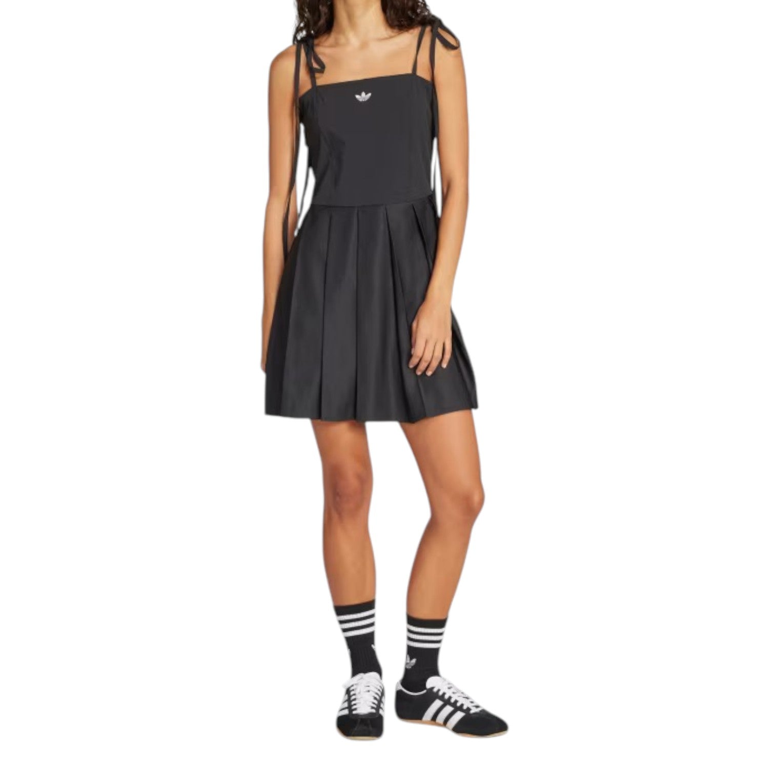 (WMNS) adidas Ribbon Pleated Mini Dress Asia Sizing 'Black' JW0115
