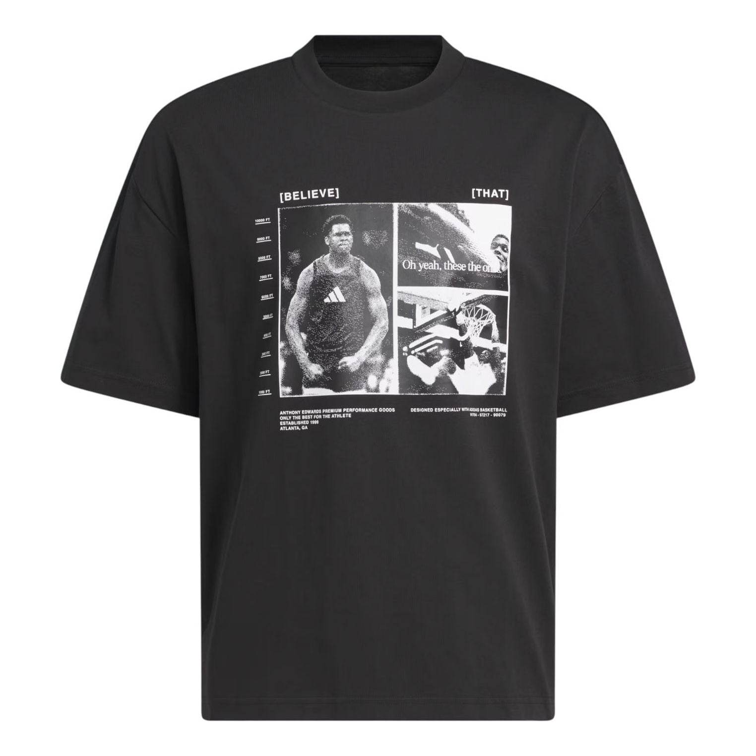 adidas Anthony Edwards Tee Asia Sizing 'Black Acid Red'  JW2931