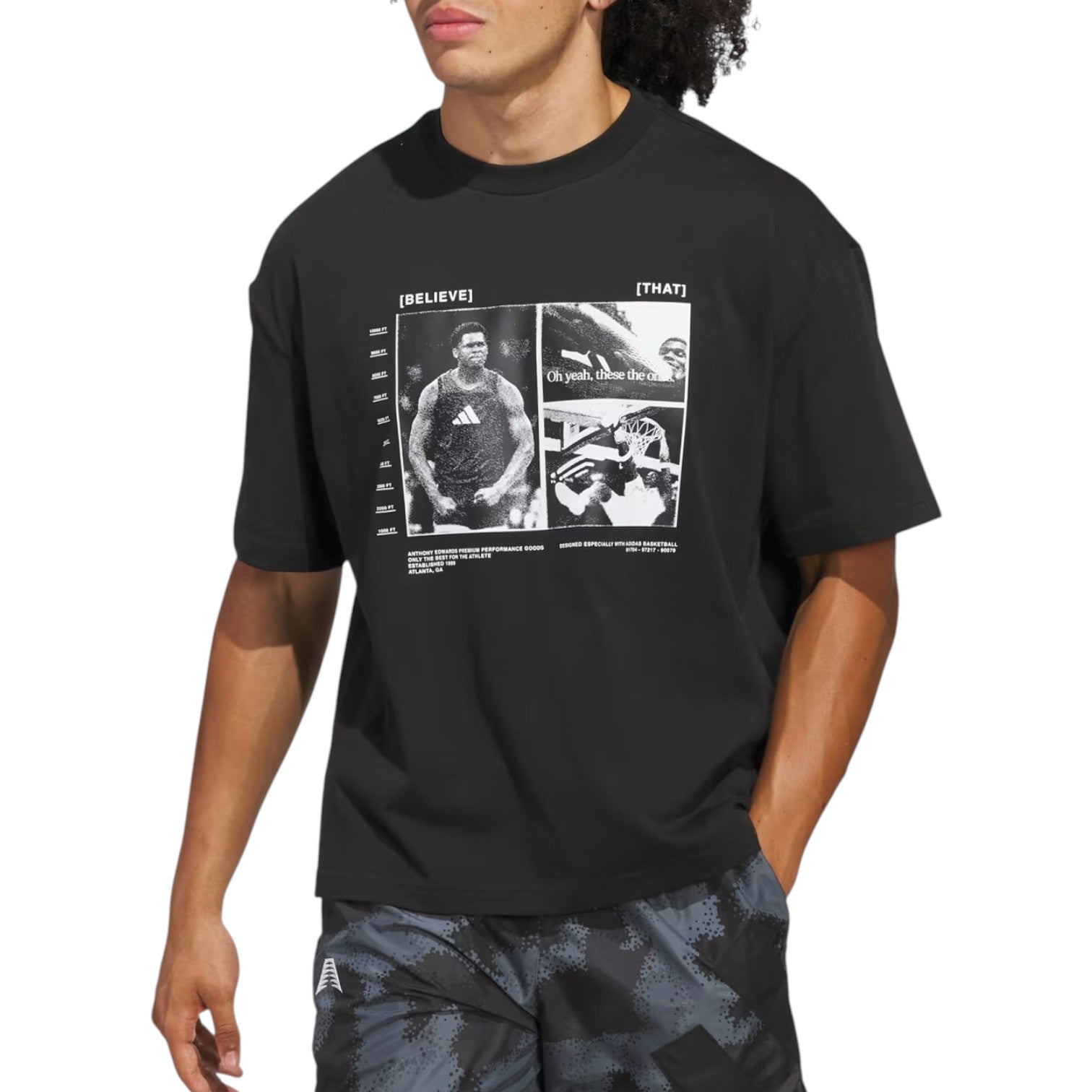 adidas Anthony Edwards Tee Asia Sizing 'Black Acid Red'  JW2931