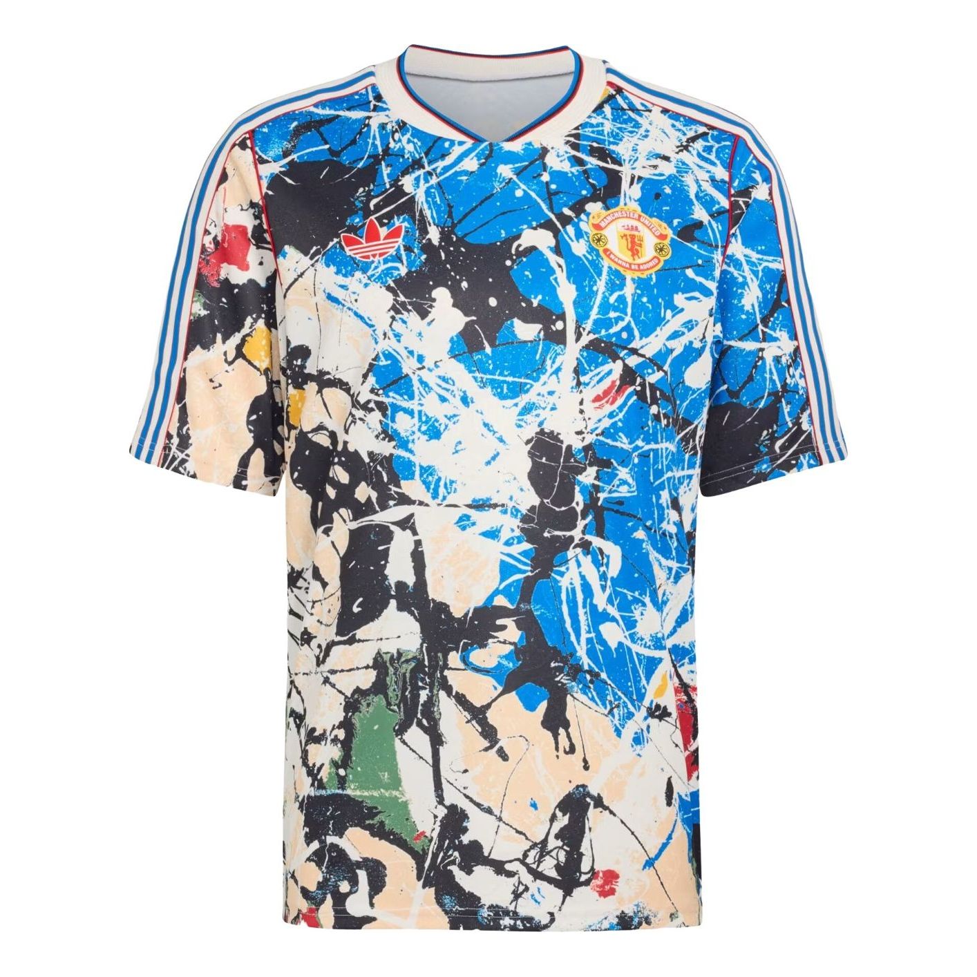 adidas Manchester United x Stone Roses Jersey Asia Sizing 'Black Multi Color' JZ7098