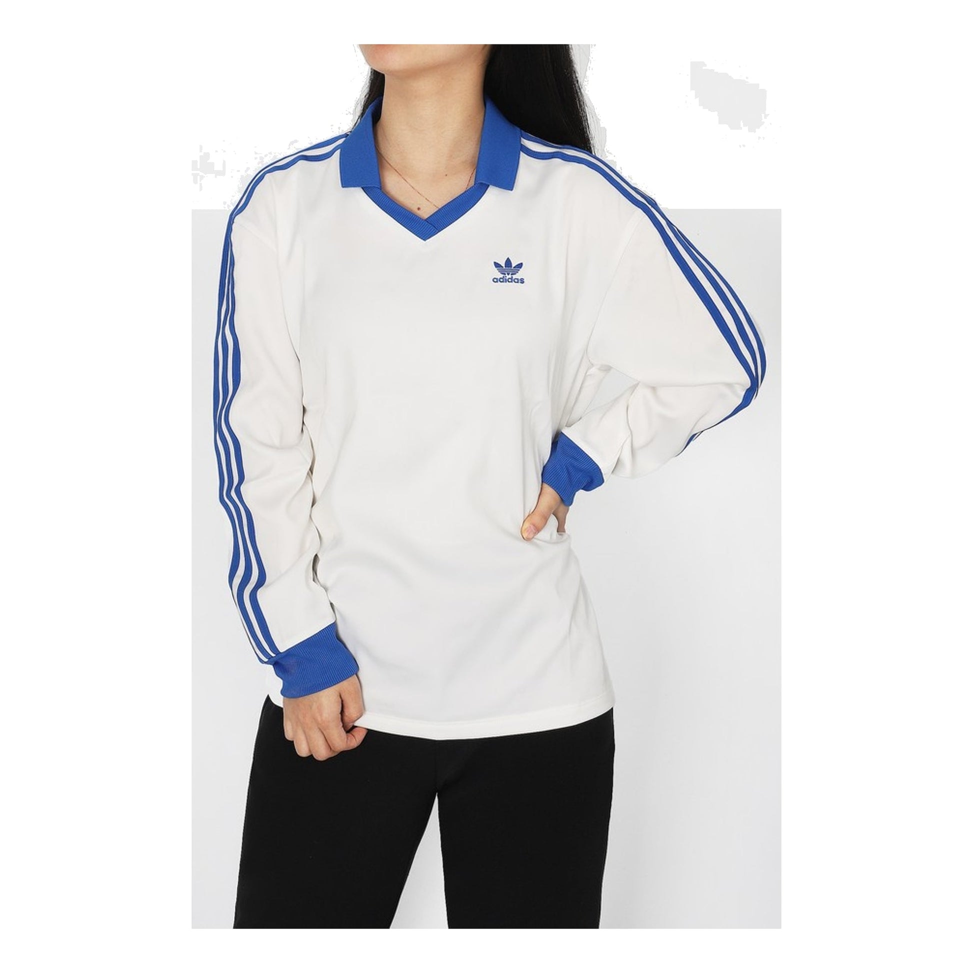 (WMNS) adidas 3-Stripes Satin Long Sleeve T-Shirt Asia Sizing 'White Blue' IR6100