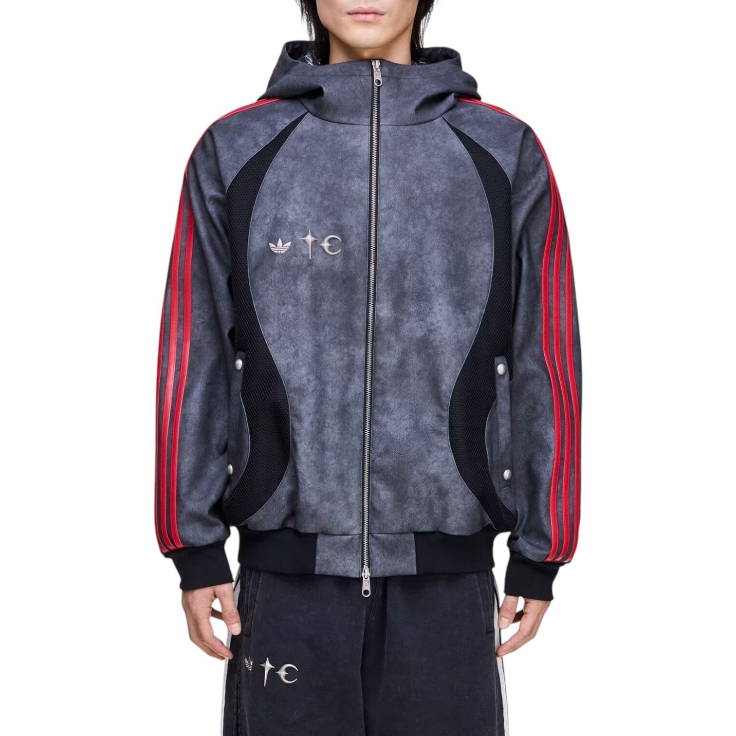 adidas x THUG CLUB TEAMGEIST Faux Leather Jacket Asia Sizing 'Black Antique Silver' KC2222