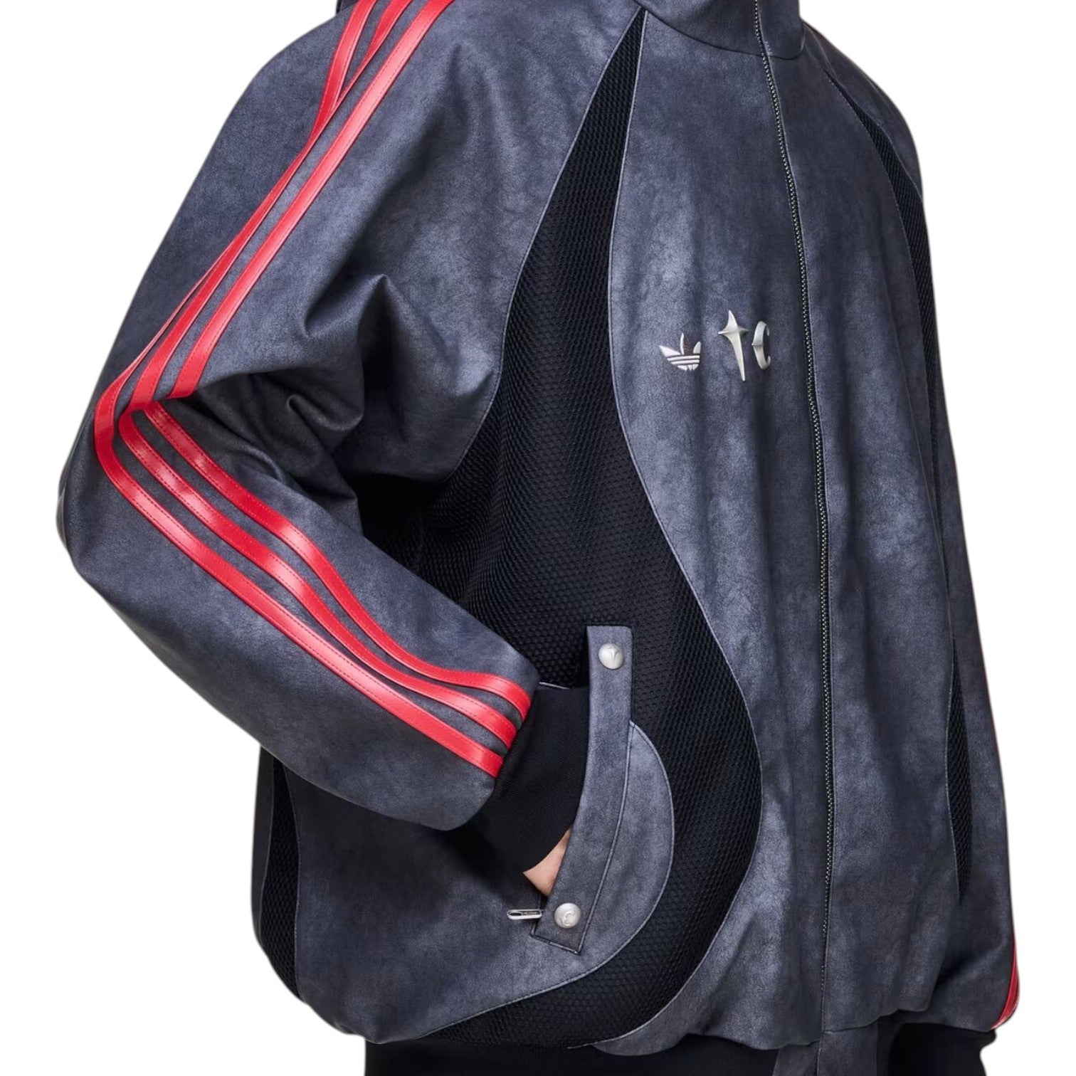 adidas x THUG CLUB TEAMGEIST Faux Leather Jacket Asia Sizing 'Black Antique Silver' KC2222
