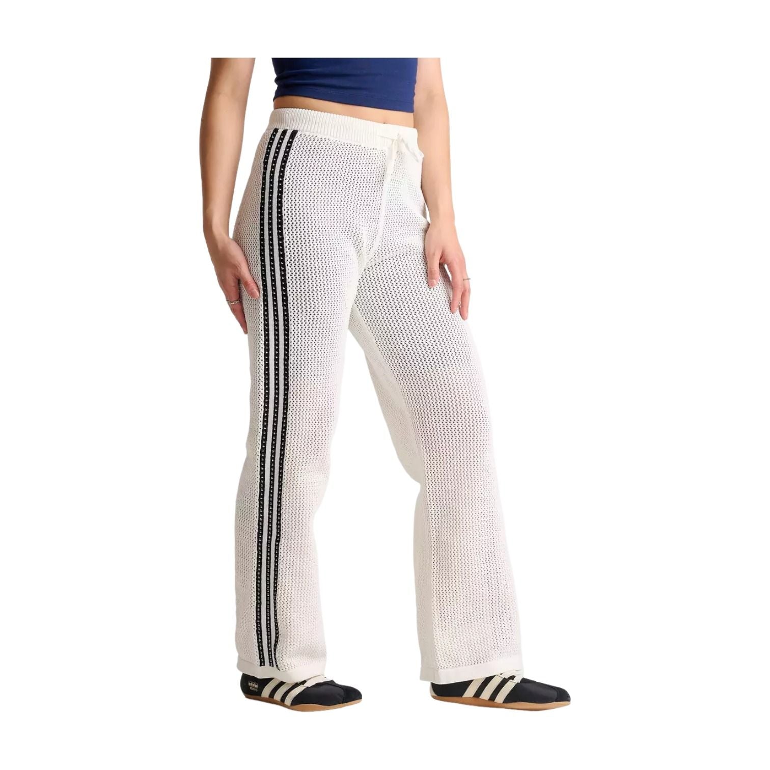 (WMNS) adidas Originals Knitted Crochet Firebird Track Pants Asia Sizing 'Off White' KC6493