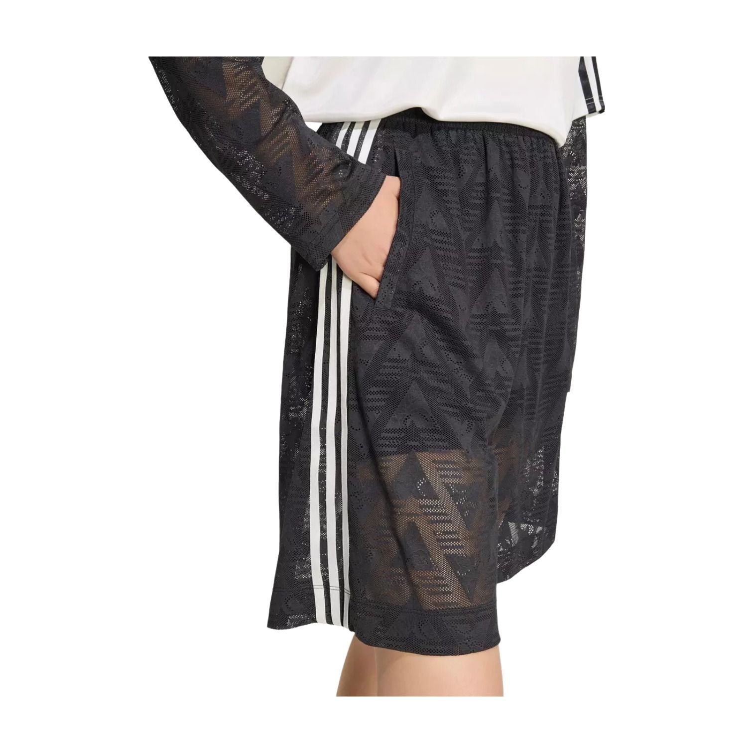 (WMNS) adidas Lace Jacquard Shorts Asia Sizing 'Black' KD0347