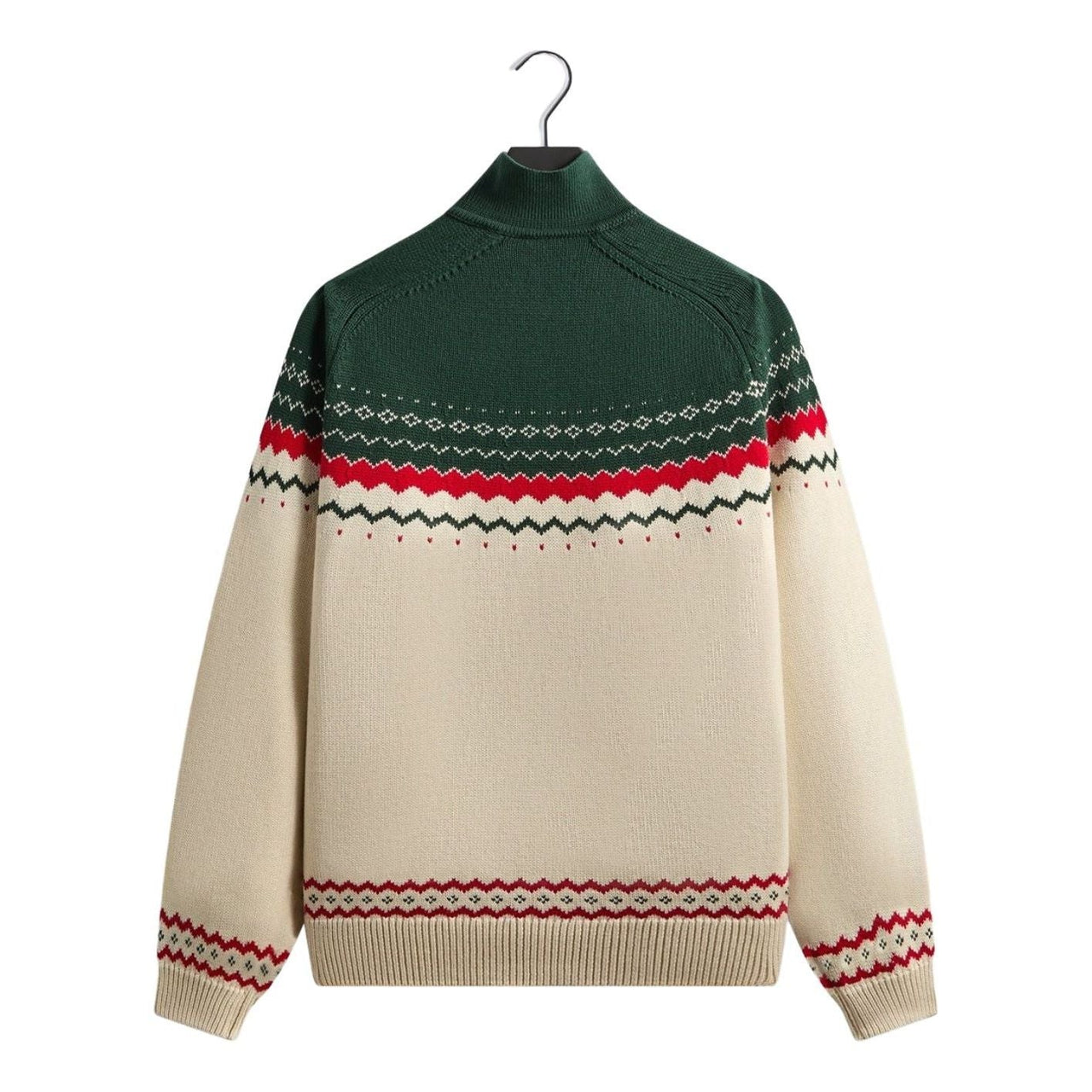 KITH Kithmas 2025 Serif Fair Isle Rue Wyona Quarter Zip 'Heather Oatmeal' KHM034508-216