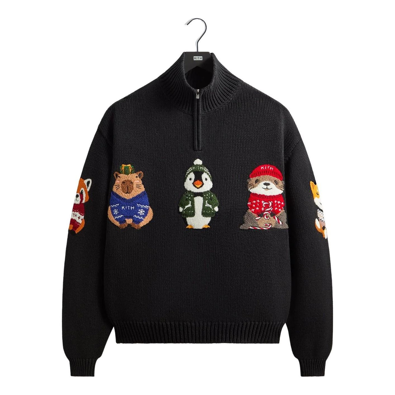 KITH Kithmas 2025 Animals Wyona Quarter Zip 'Black' KHM034509-001