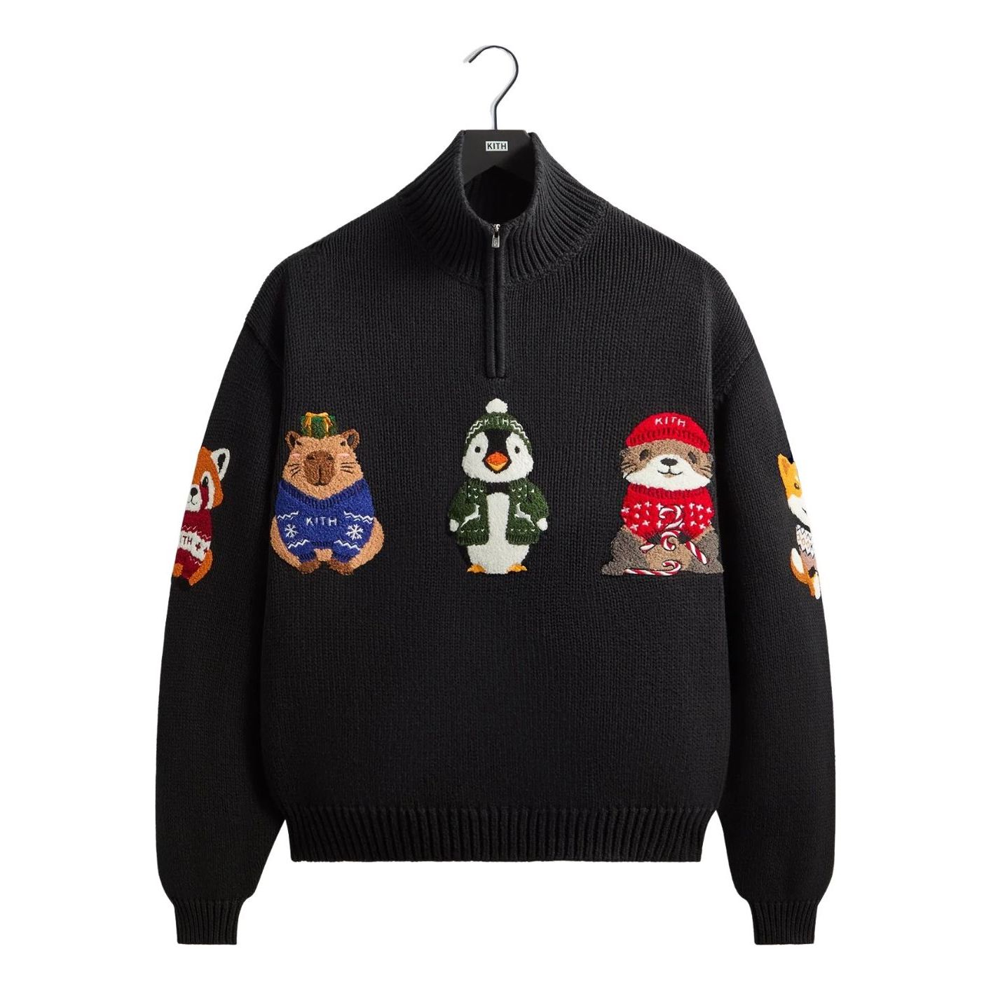 KITH Kithmas 2025 Animals Wyona Quarter Zip 'Black' KHM034509-001