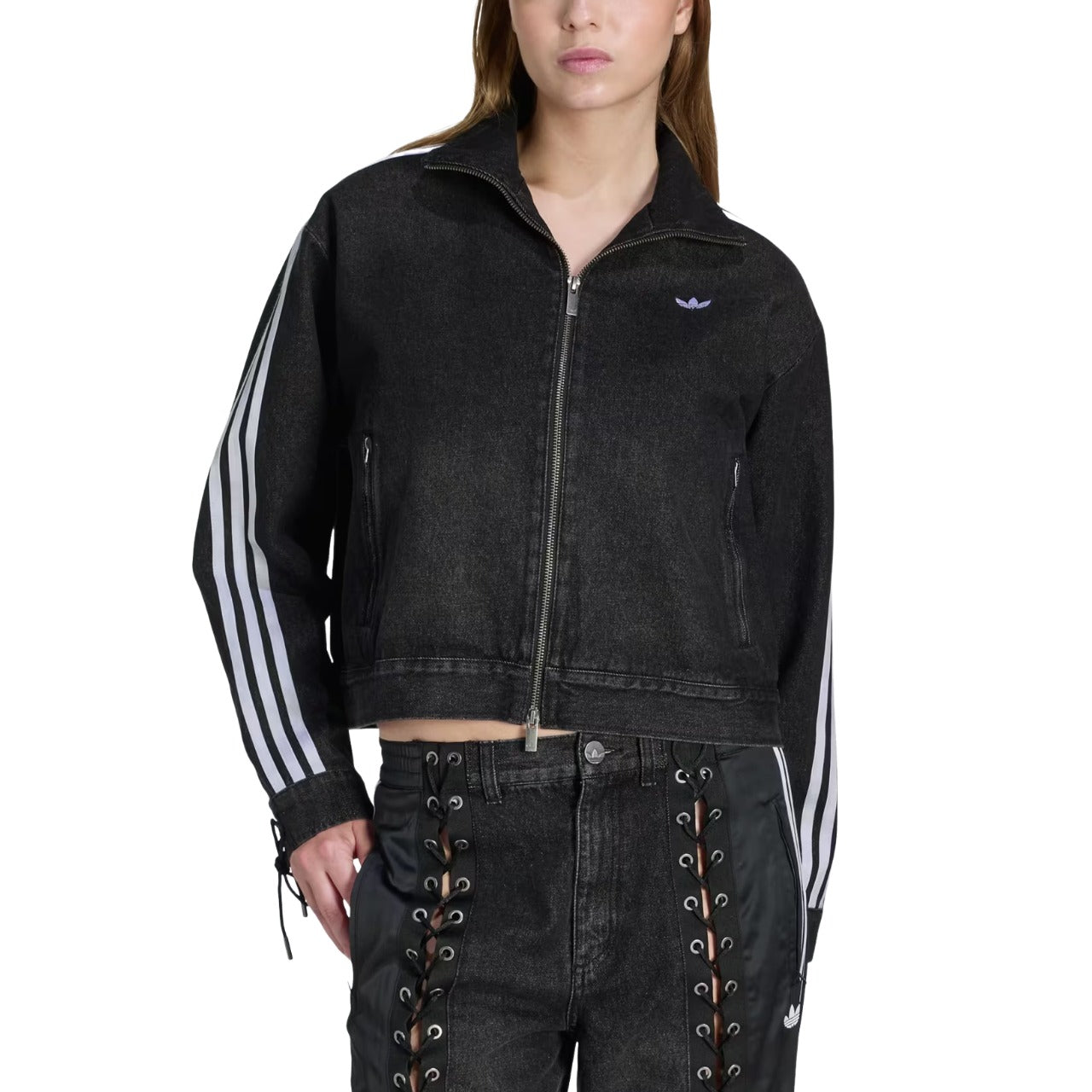 (WMNS) adidas Originals Denim Lacing FB Jacket 'Black' KS1394