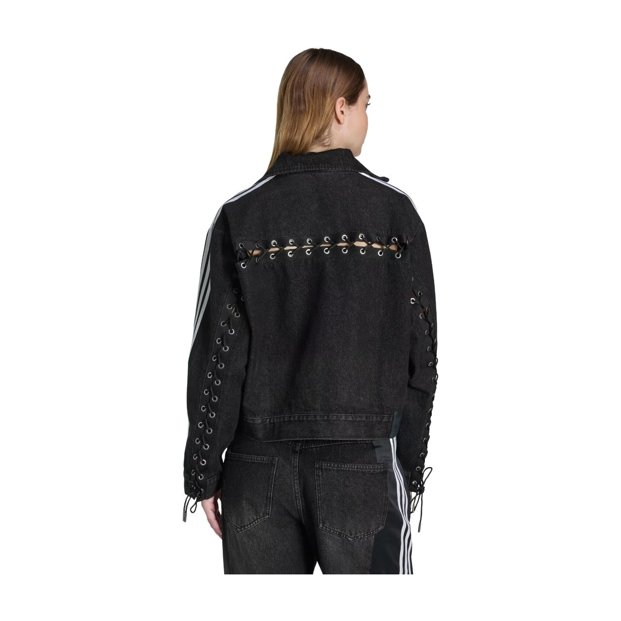 (WMNS) adidas Originals Denim Lacing FB Jacket 'Black' KS1394