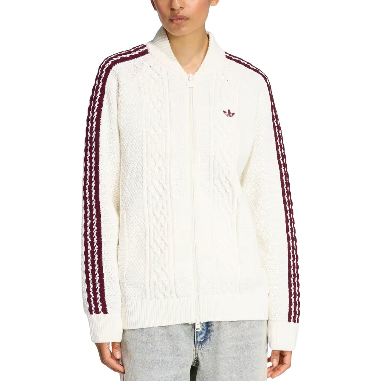 (WMNS) adidas Archive Cutline Knit Track Top 'Off White' KS7804