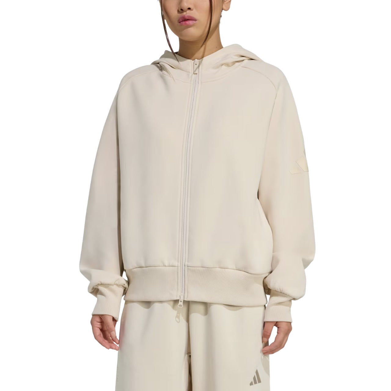 (WMNS) adidas Soft Lux Full Zip Hoodie 'Crystal Linen' KT0443