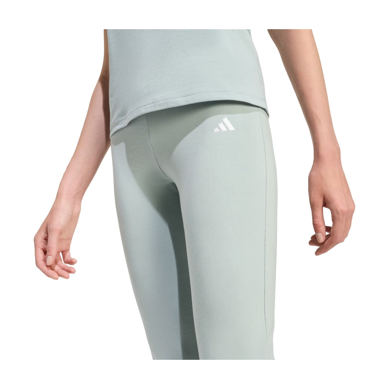 (WMNS) adidas Essentials Small Logo Flared Leggings 'Wonder Sage White' KT0547