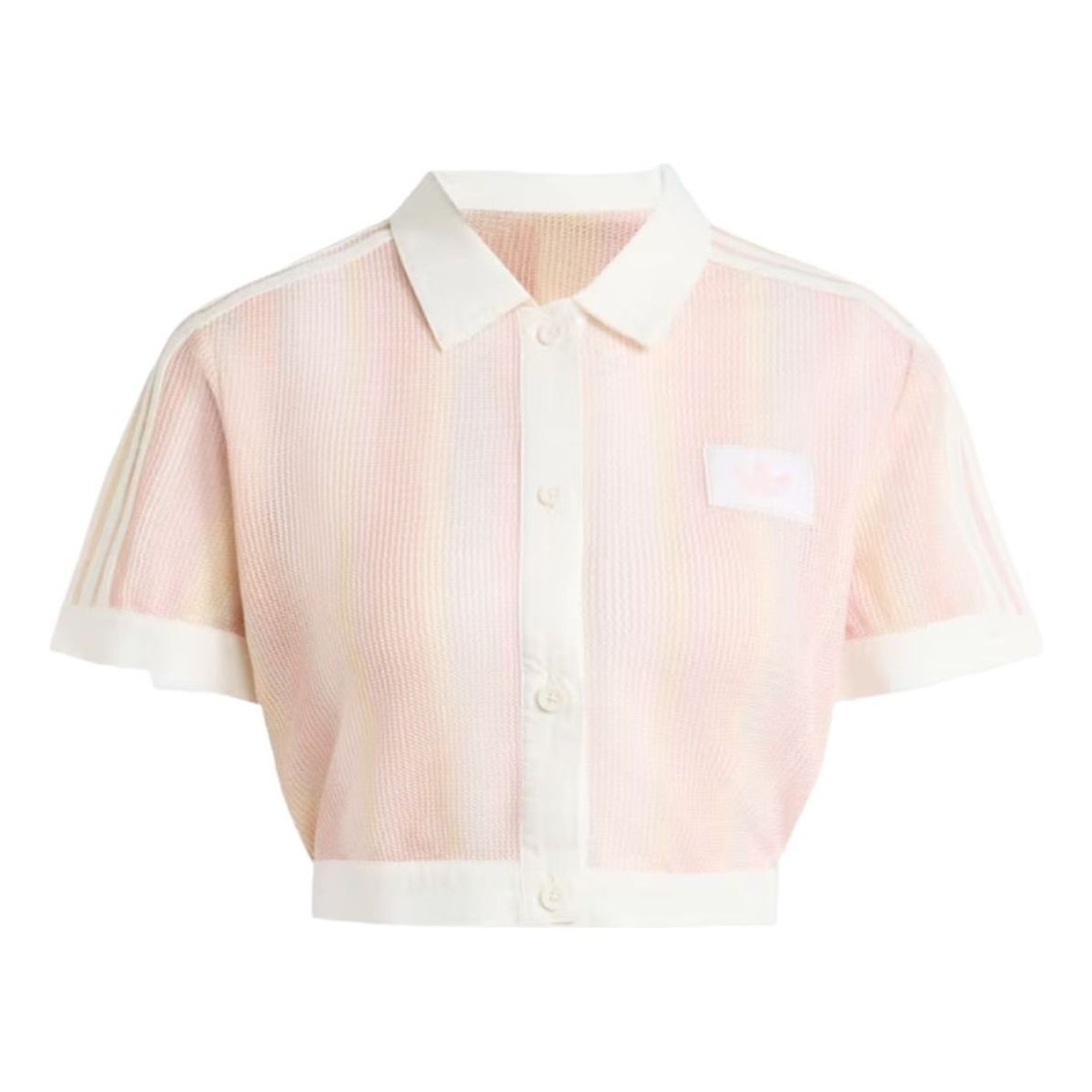 (WMNS) adidas Summer Glow Striped Cropped Polo Asia Sizing 'Sandy Pink' KY8140
