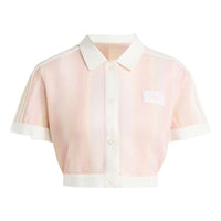 (WMNS) adidas Summer Glow Striped Cropped Polo Asia Sizing 'Sandy Pink' KY8140