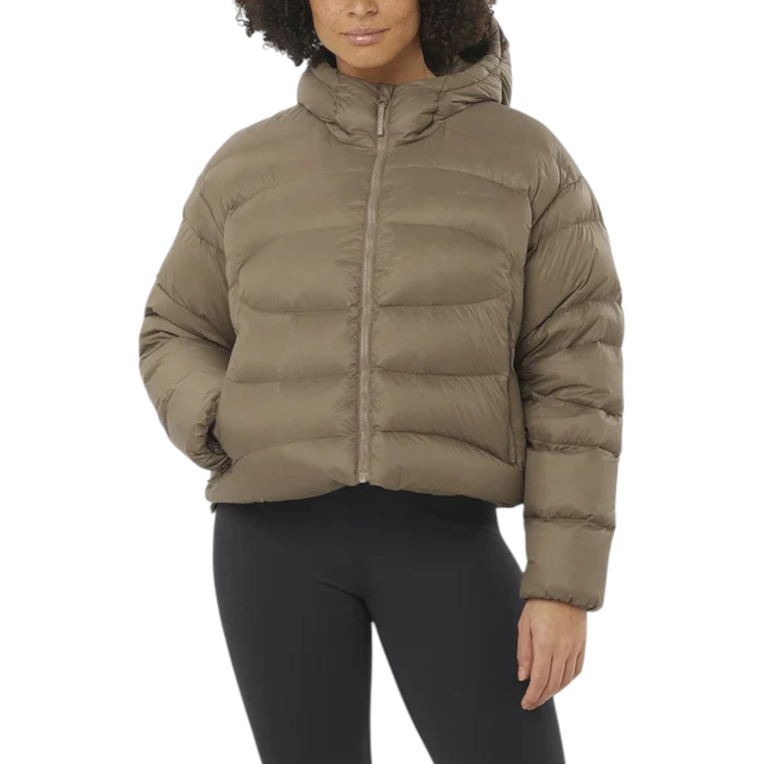 (WMNS) Salomon Outline Novelty Cropped Down Hooded Jacket 'Shitake' C22774