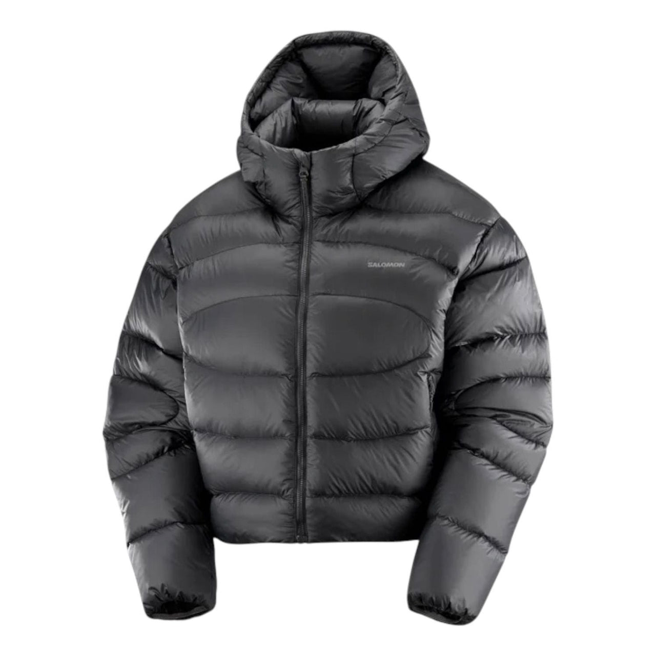 (WMNS) Salomon Outline Novelty Cropped Down Hooded Jacket 'Deep Black' C22775