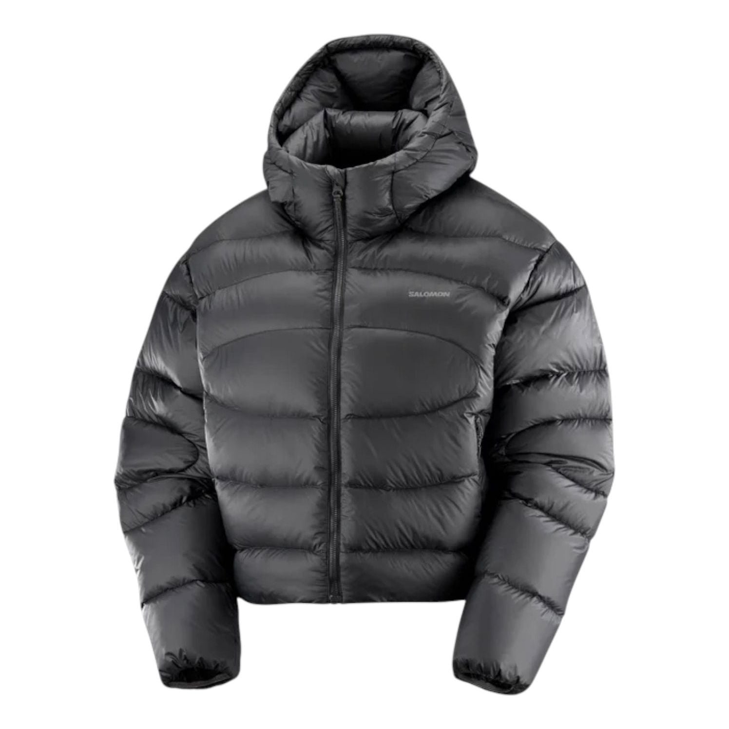 (WMNS) Salomon Outline Novelty Cropped Down Hooded Jacket 'Deep Black' C22775