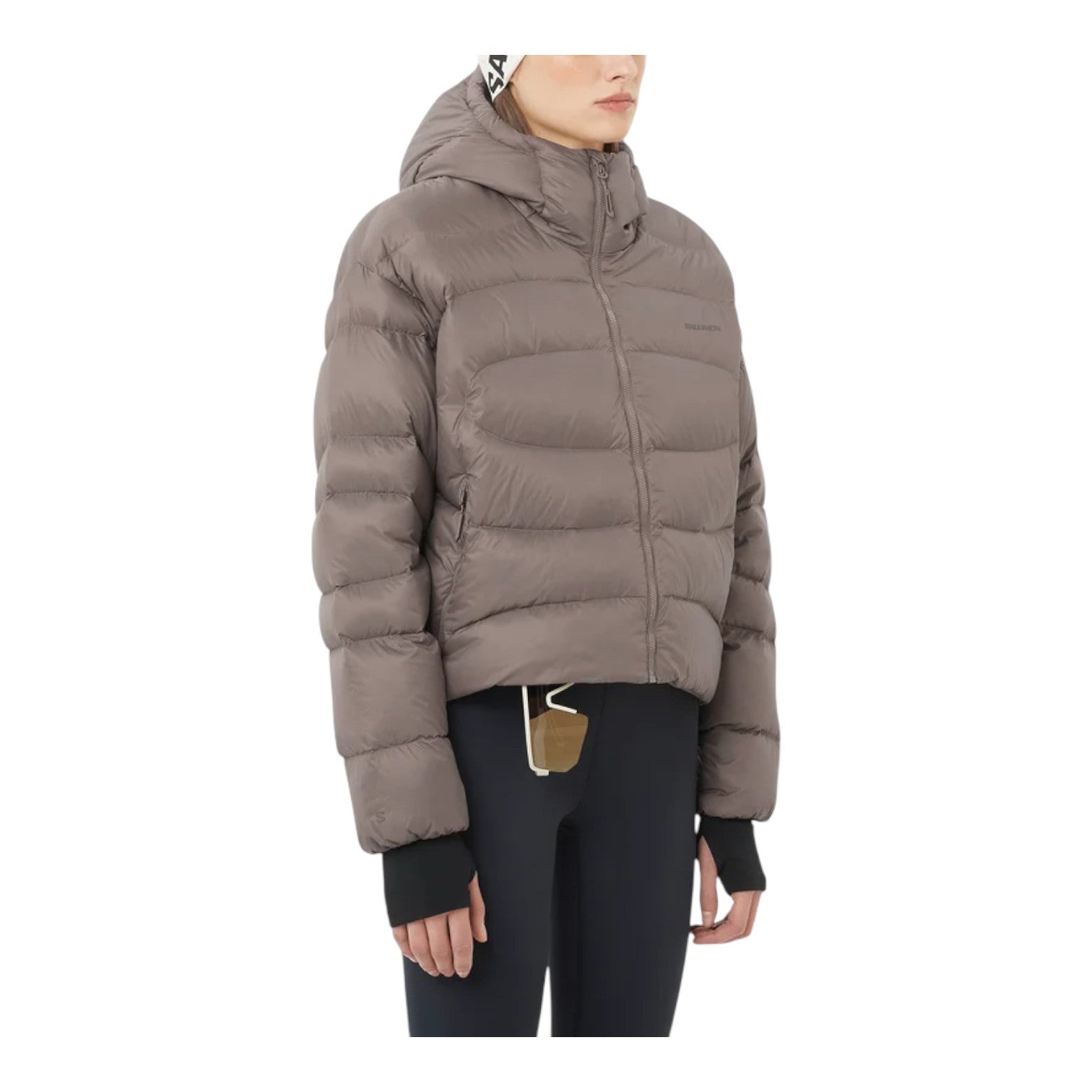 (WMNS) Salomon Outline Novelty Cropped Down Hooded Jacket 'Iron' C26487