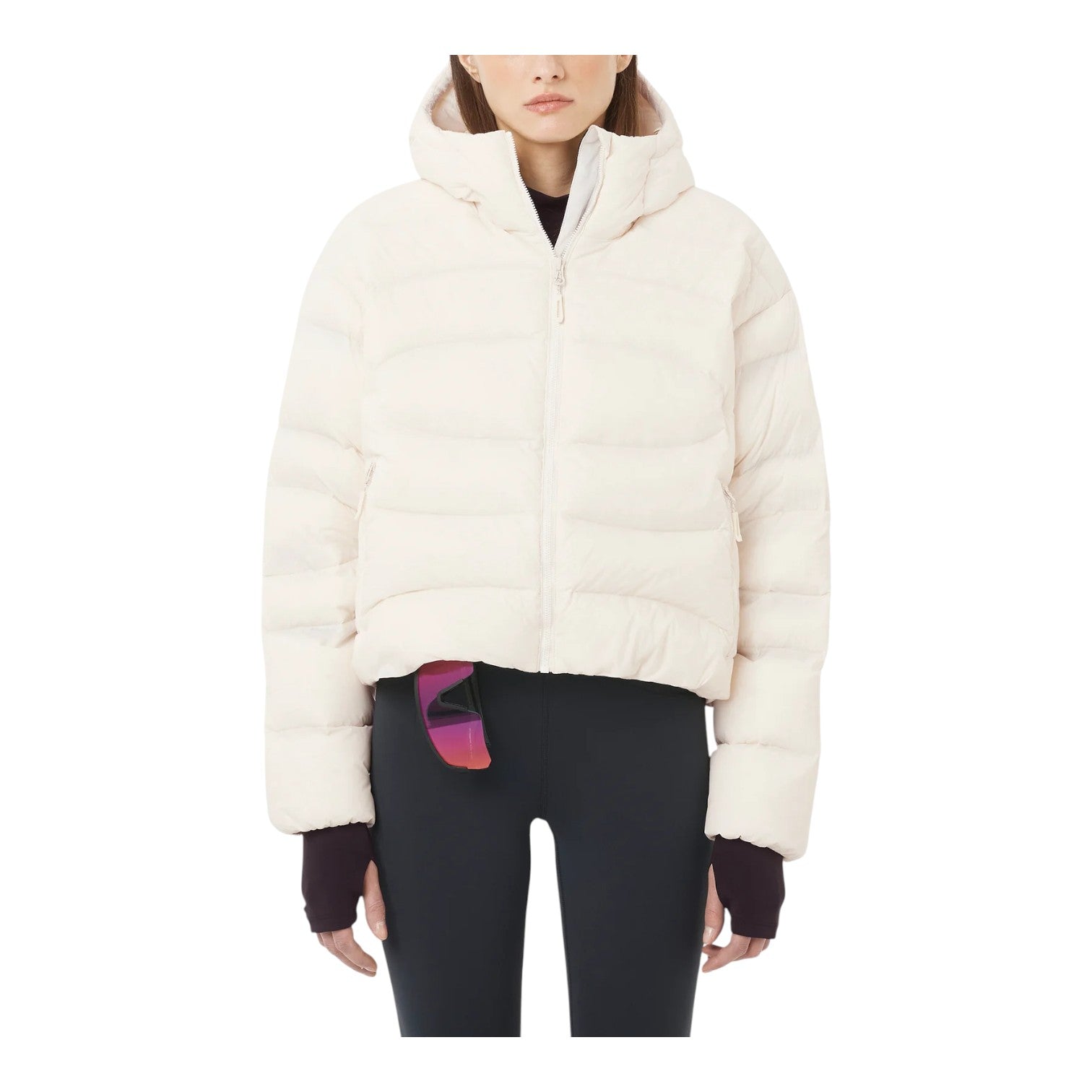 (WMNS) Salomon Outline Novelty Cropped Down Hooded Jacket 'Whisper White' C26488