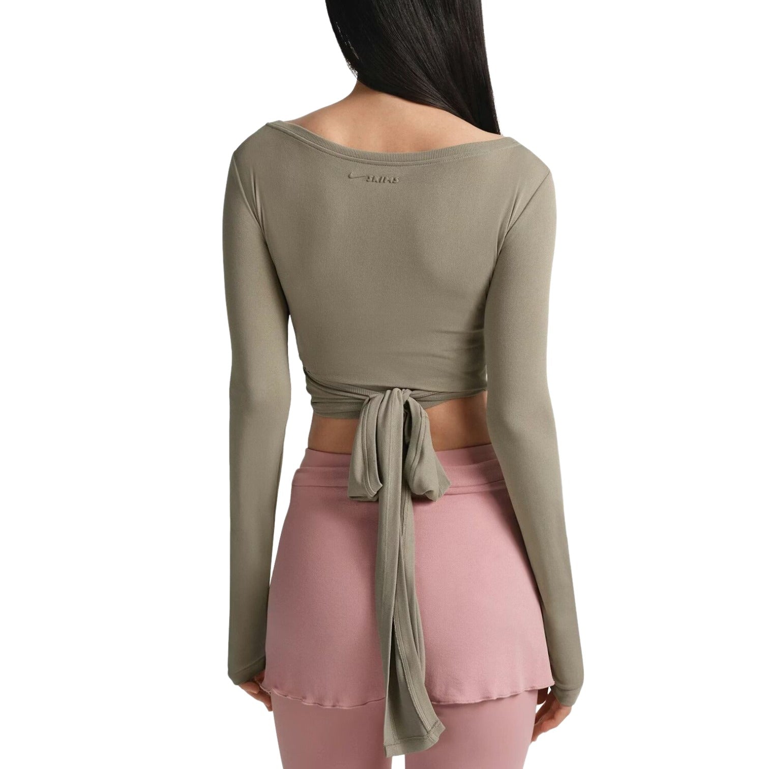 (WMNS) Nike x SKIMS Stretch Knit Wrap Long Sleeve Cropped Top 'Dune' LSLSL10088W-DNE