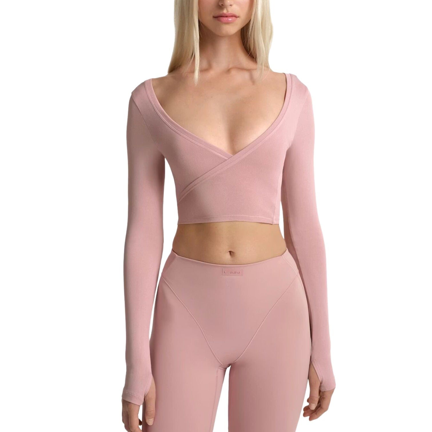 (WMNS) Nike x SKIMS Stretch Knit Wrap Long Sleeve Cropped Top 'Himalayan' LSLSL10088W-HIM