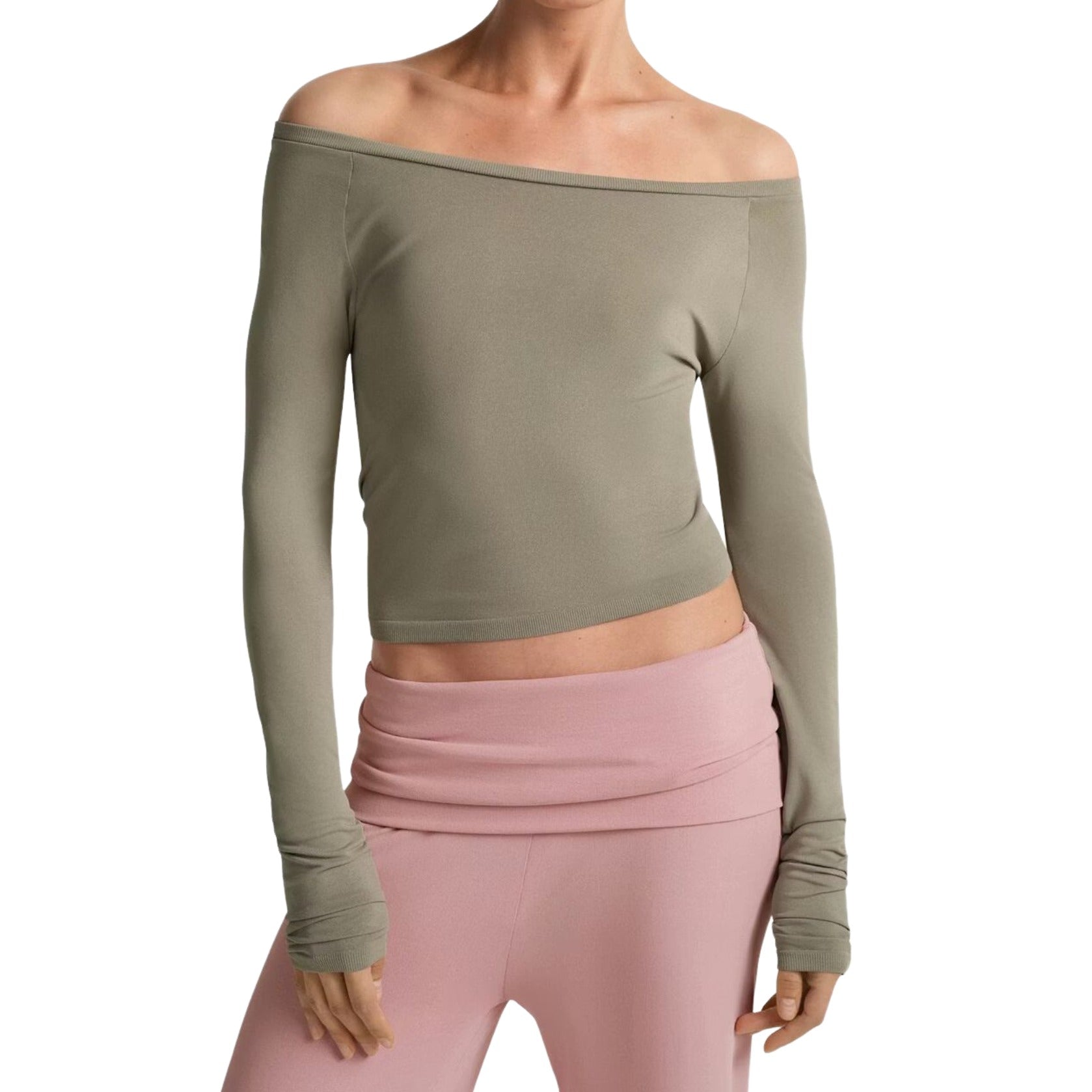 (WMNS) Nike x SKIMS Stretch Knit Off-Shoulder Long Sleeve Top 'Dune' LSLSL10090W-DNE