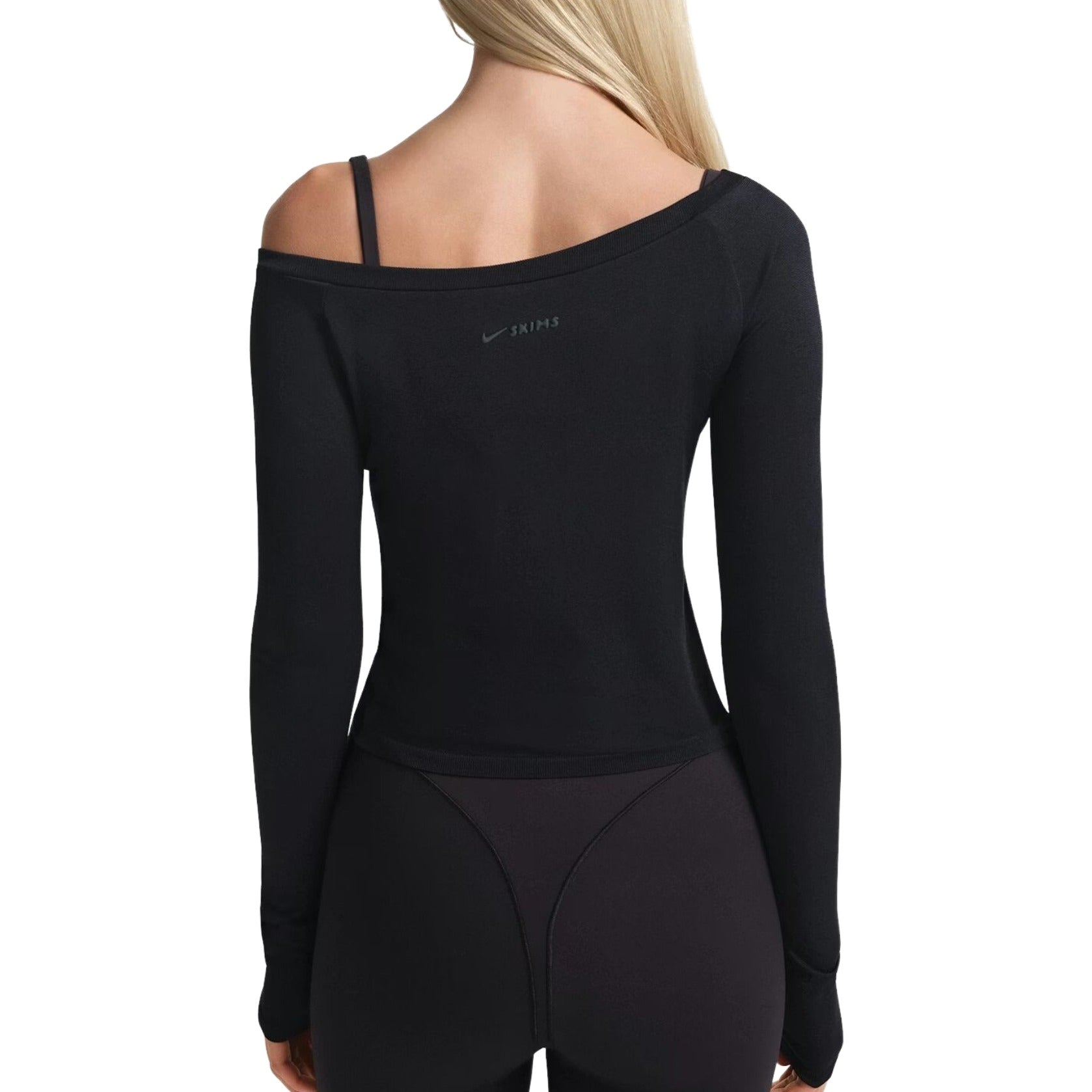 (WMNS) Nike x SKIMS Stretch Knit Off-Shoulder Long Sleeve Top 'Obsidian' LSLSL10090W-OBD