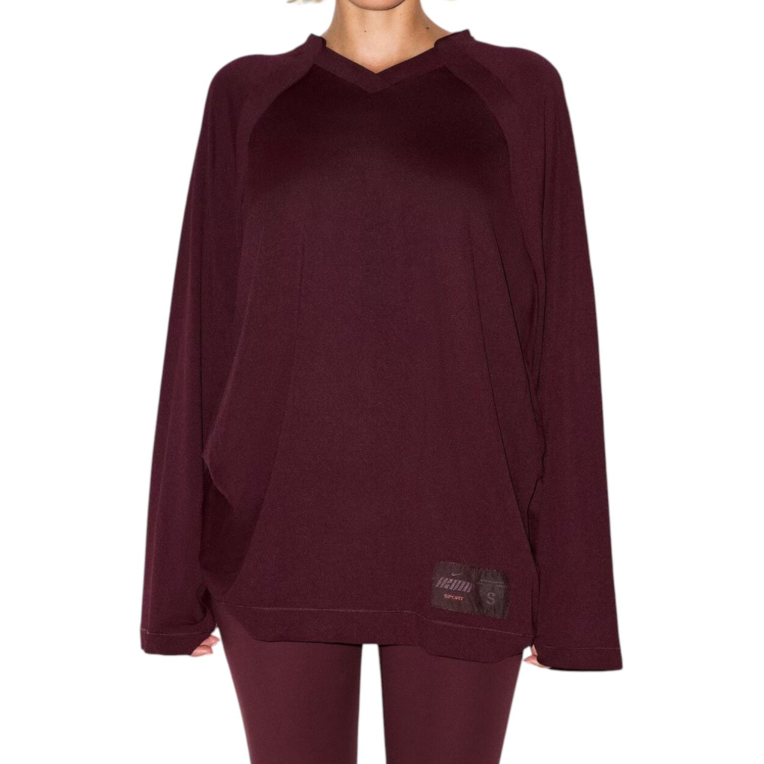 (WMNS) Nike x SKIMS Airy Oversized V-Neck Long-Sleeve T-Shirt 'Currant' LSLSL8630W-CUR