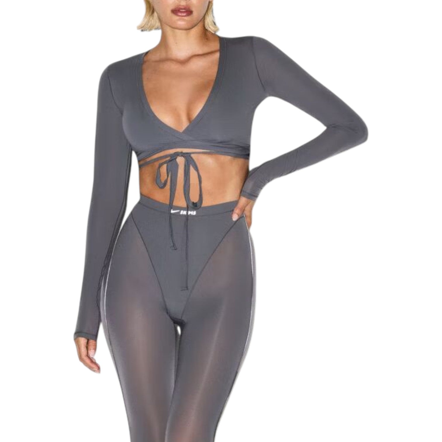 (WMNS) Nike x SKIMS Weightless Layers Long-Sleeve Wrap Top 'Lead' LSLSL9850W-LED