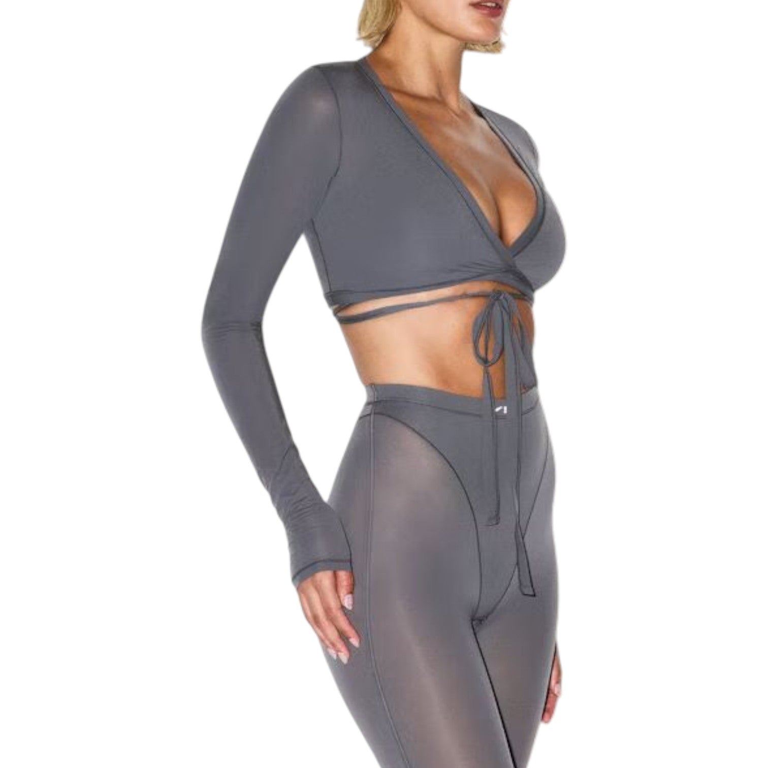 (WMNS) Nike x SKIMS Weightless Layers Long-Sleeve Wrap Top 'Lead' LSLSL9850W-LED