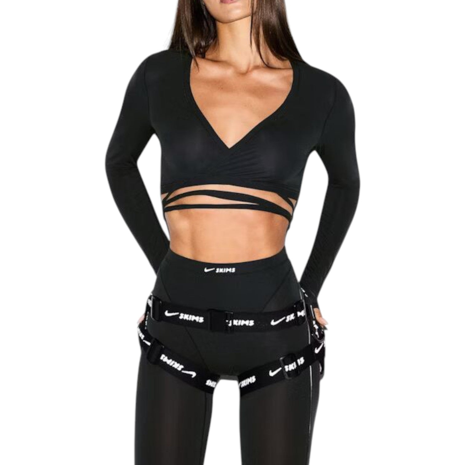 (WMNS) Nike x SKIMS Weightless Layers Long-Sleeve Wrap Top 'Obsidian' LSLSL9850W-OBD