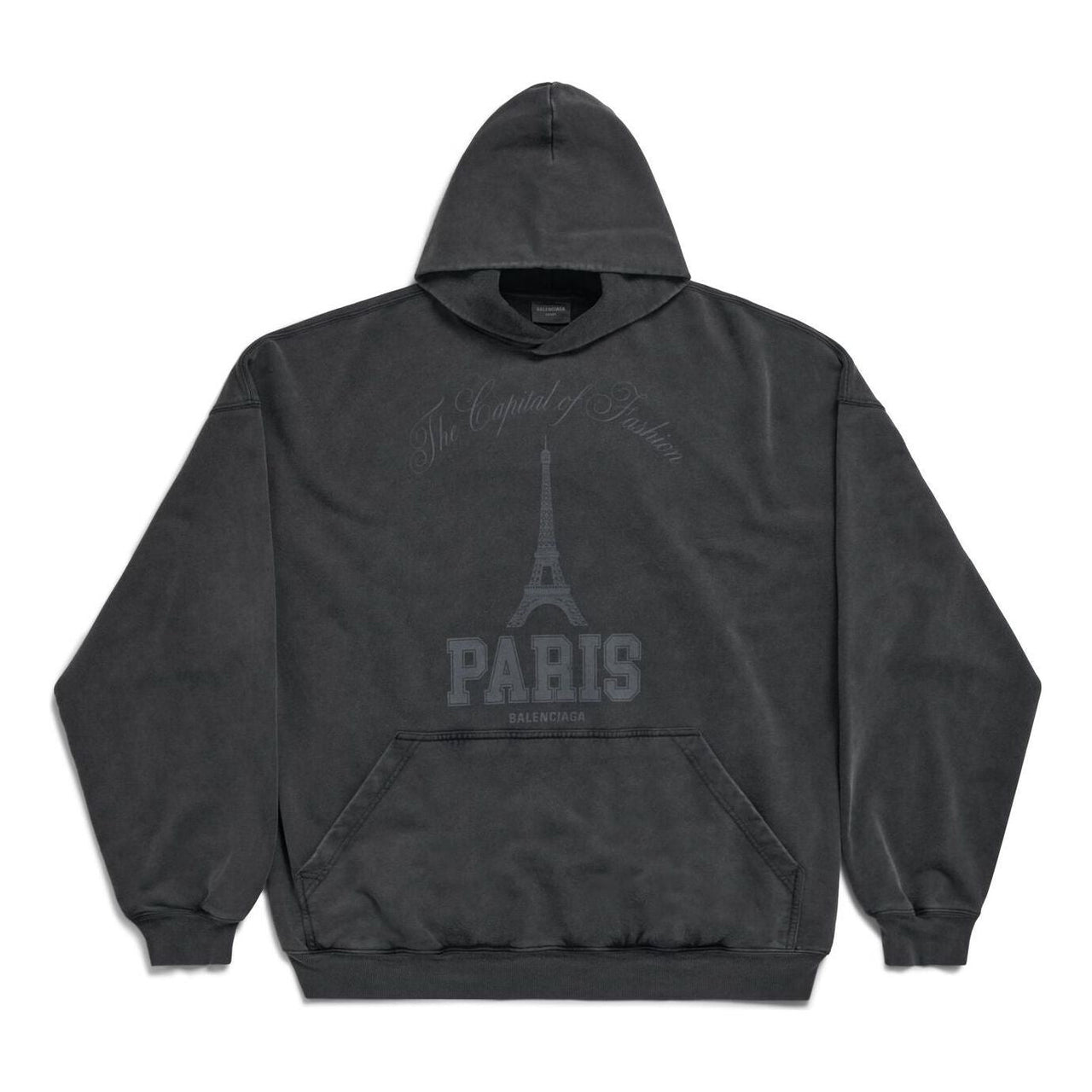 Balenciaga The Capital Of Fashion Hoodie Large Fit 'Black Faded' 803265TRVN41048