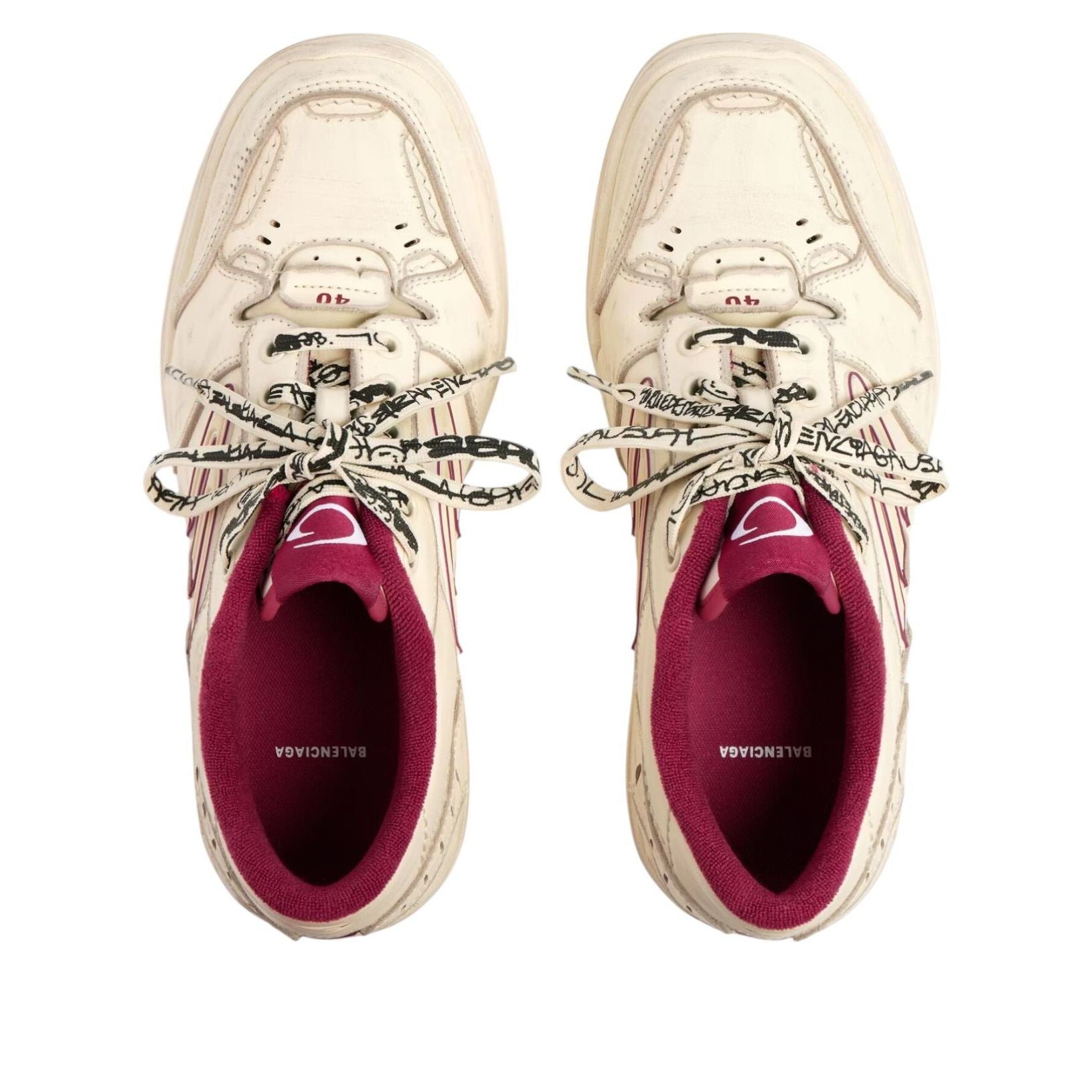 (WMNS) Balenciaga Hamptons Worn-out 'Off White Red' 841763WCURS9960