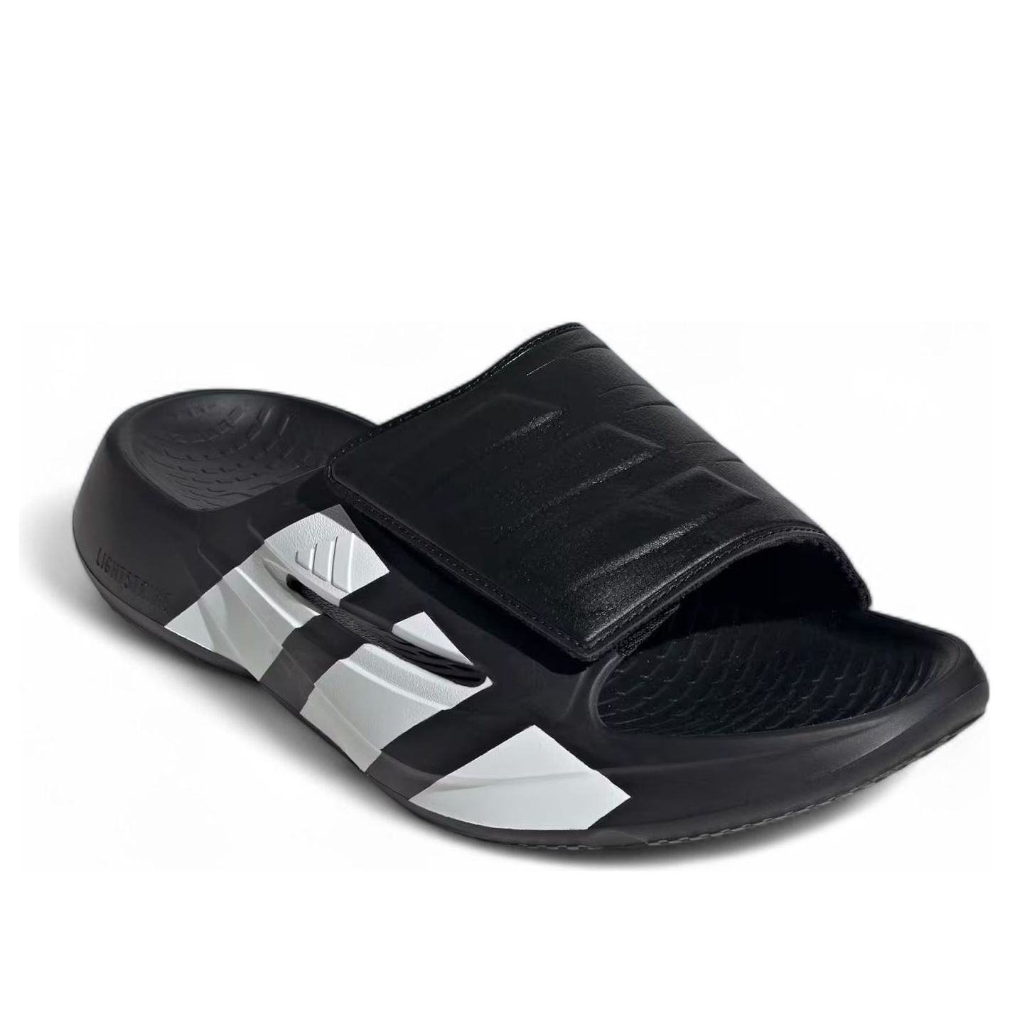adidas Lightblaze Slides Asia Sizing 'Black White' JR1253